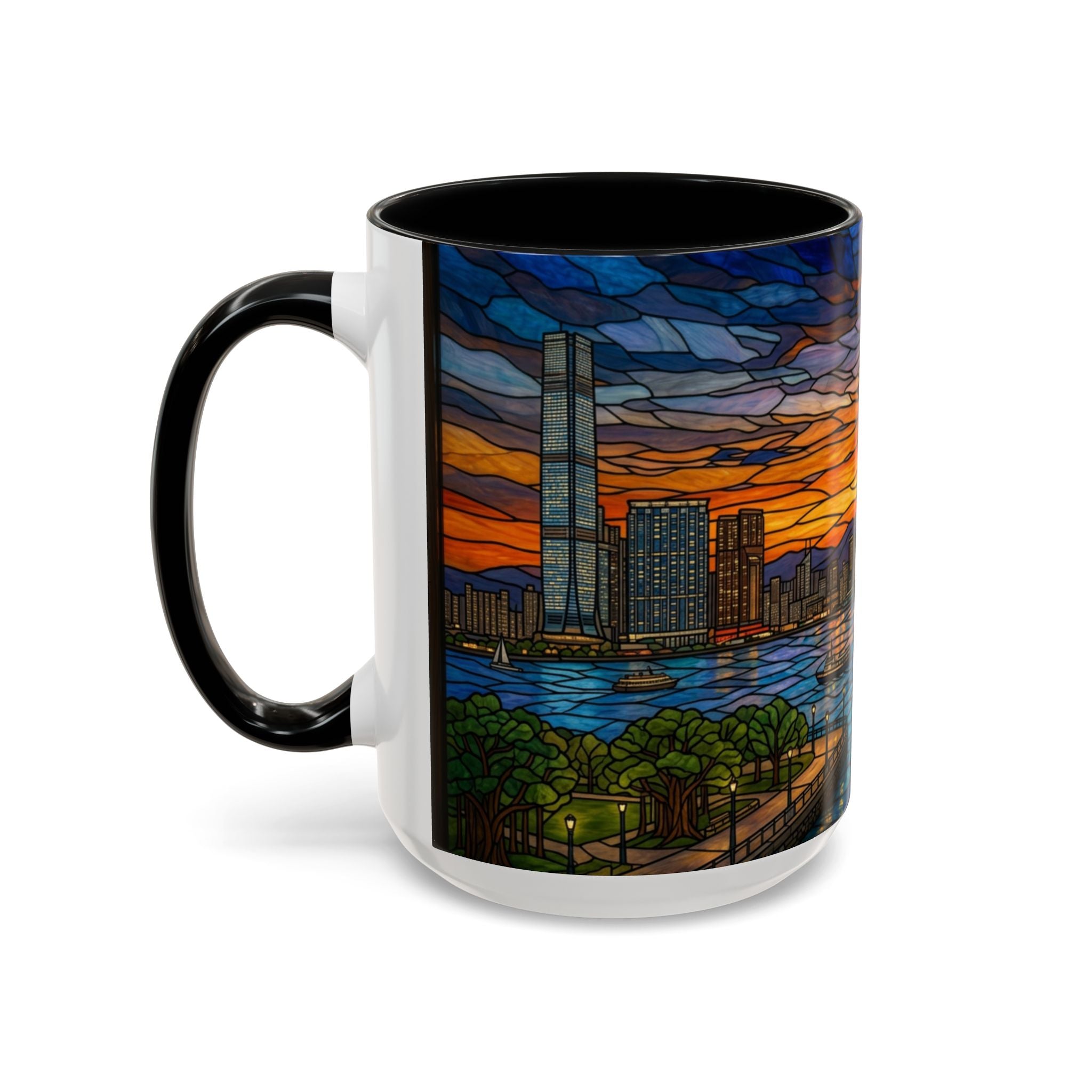 Hong Kong Sky Line Stained-Glass Coffee Mug (11/15oz)