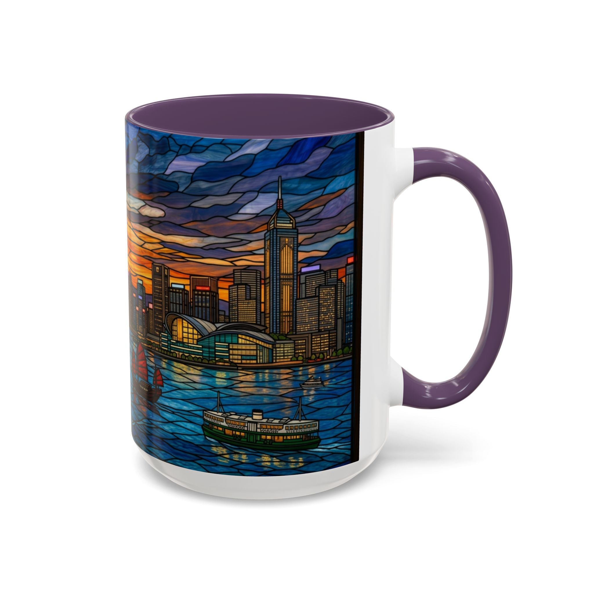 Hong Kong Sky Line Stained-Glass Coffee Mug (11/15oz)