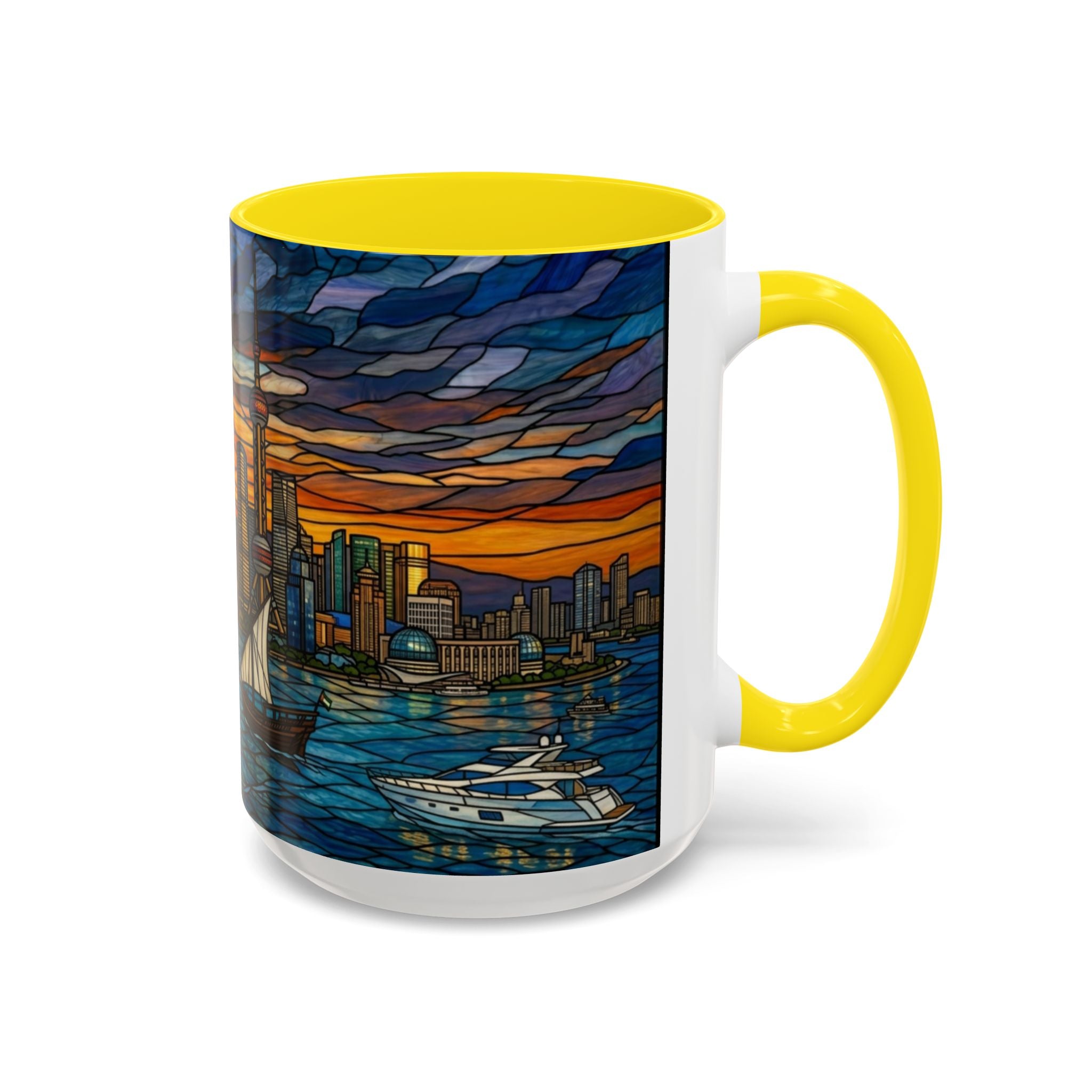 Shanghai Harbor Stained-Glass Sunset Coffee Mug (11/15oz)