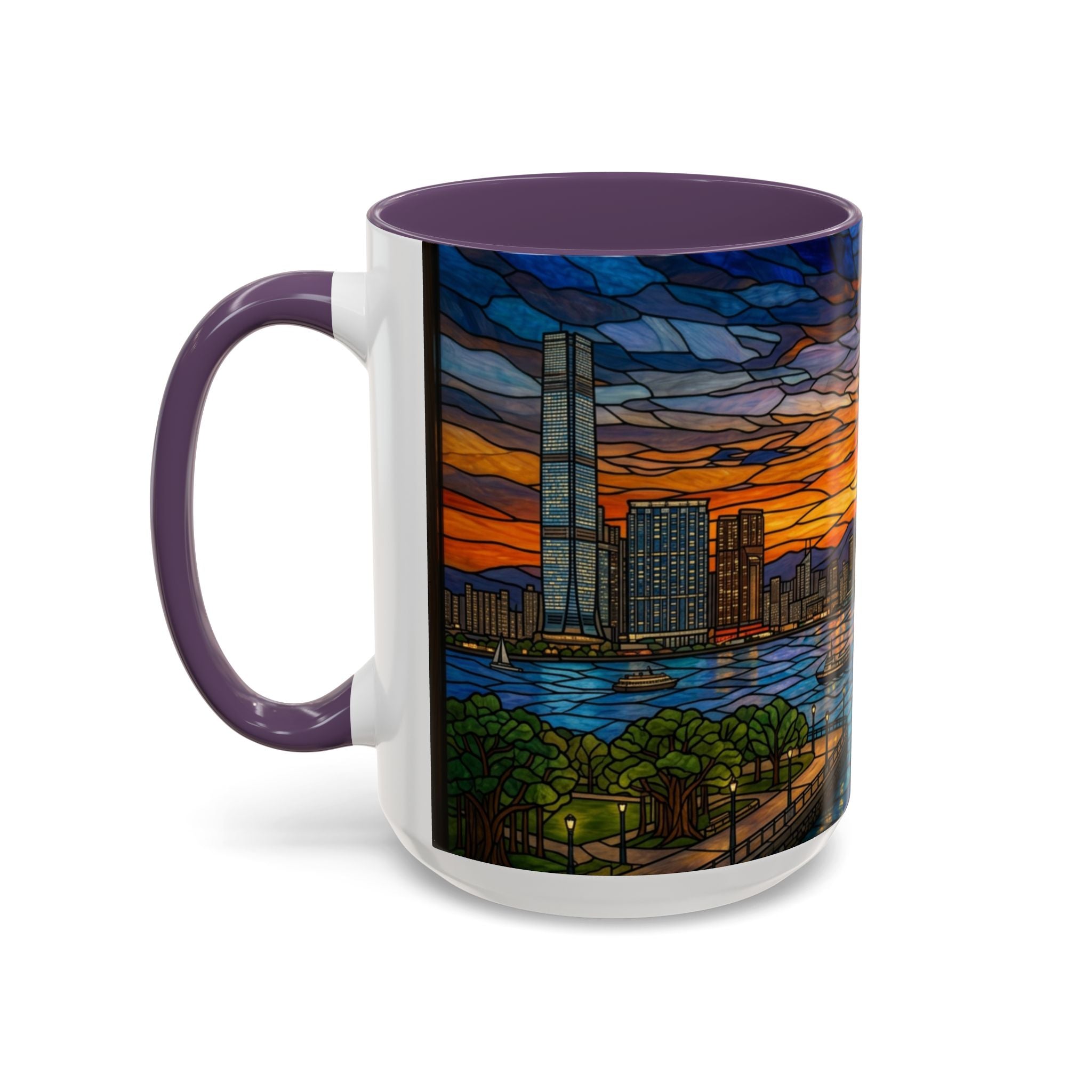 Hong Kong Sky Line Stained-Glass Coffee Mug (11/15oz)