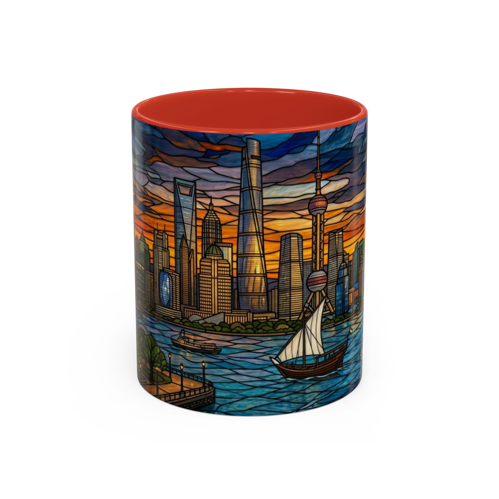 Shanghai Harbor Stained-Glass Sunset Coffee Mug (11/15oz)