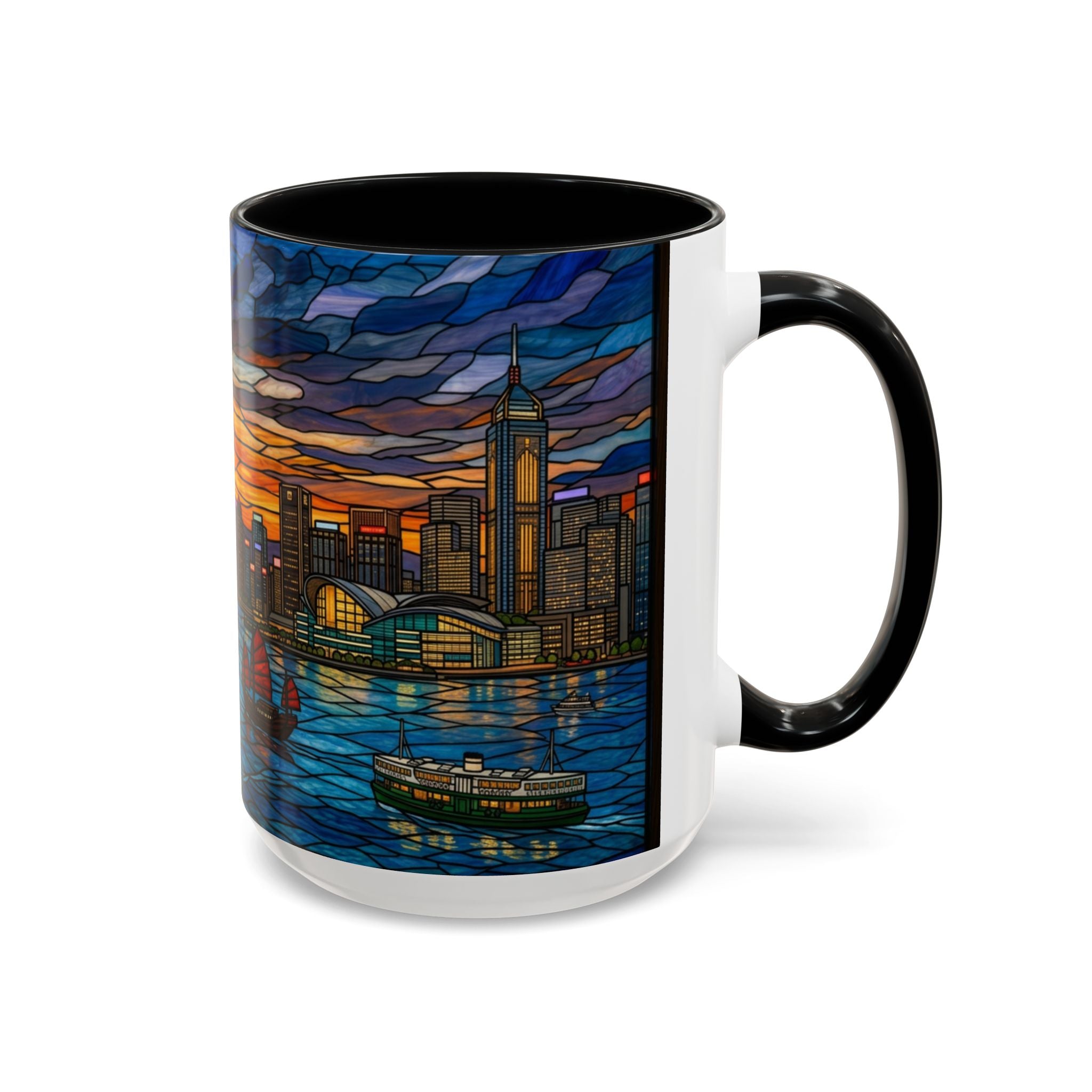Hong Kong Sky Line Stained-Glass Coffee Mug (11/15oz)