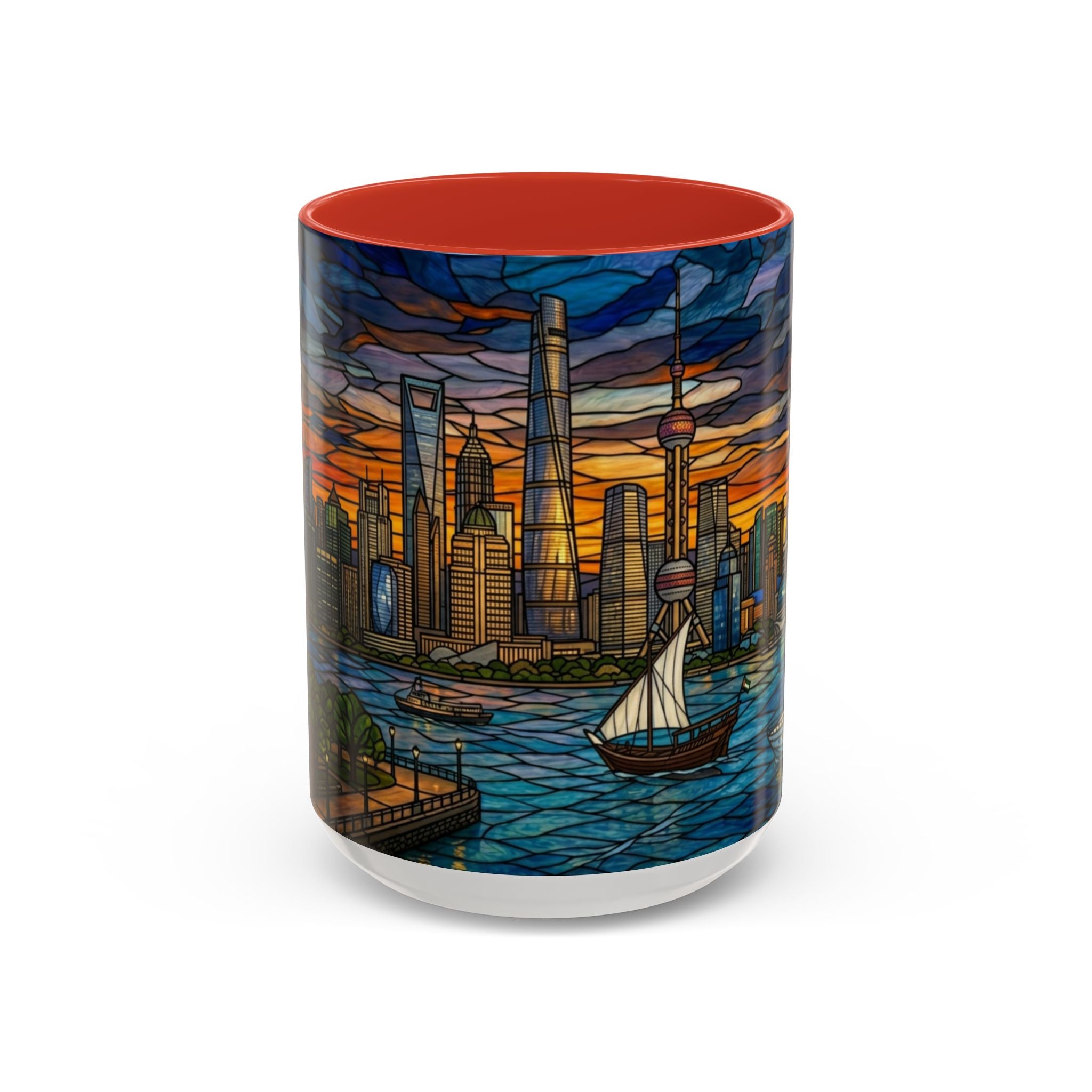 Shanghai Harbor Stained-Glass Sunset Coffee Mug (11/15oz)