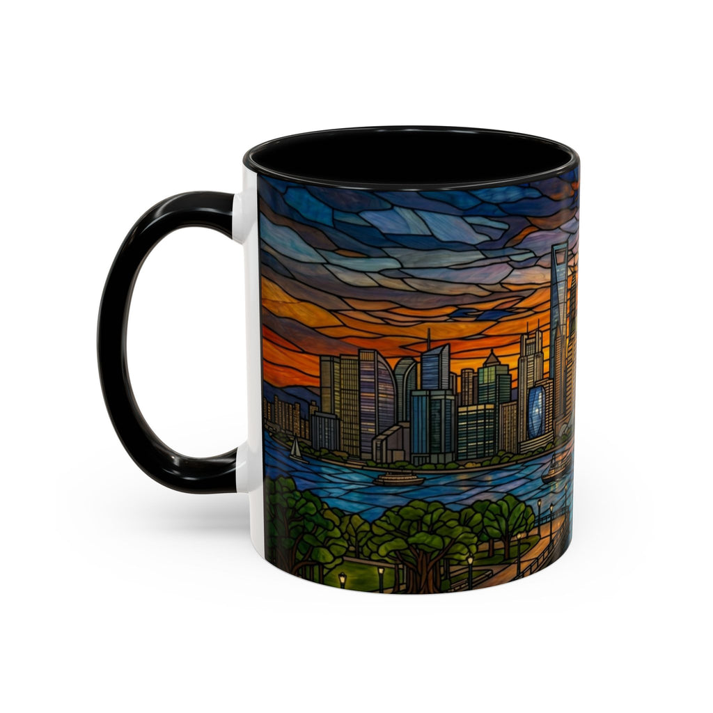 Shanghai Harbor Stained-Glass Sunset Coffee Mug (11/15oz)