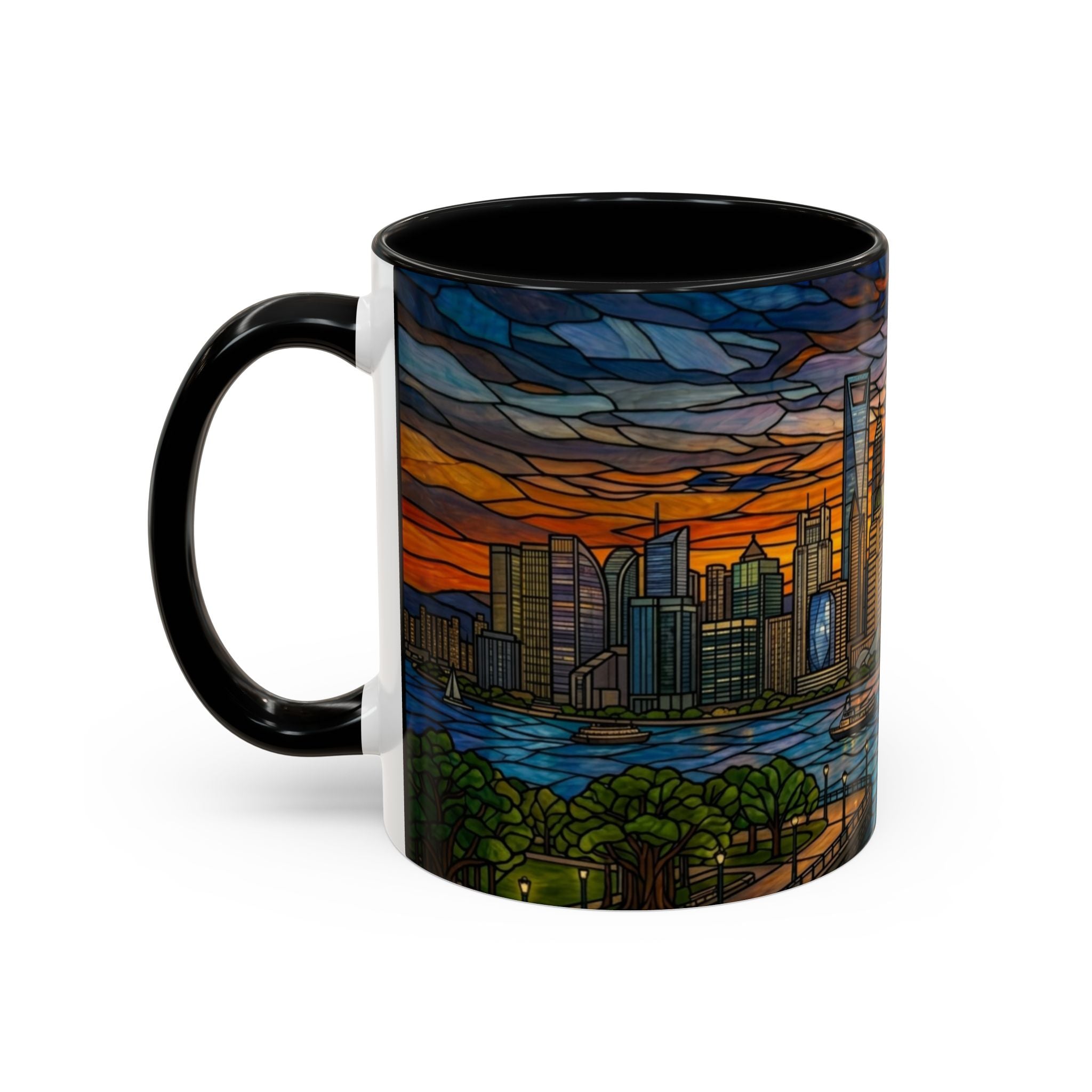 Shanghai Harbor Stained-Glass Sunset Coffee Mug (11/15oz)