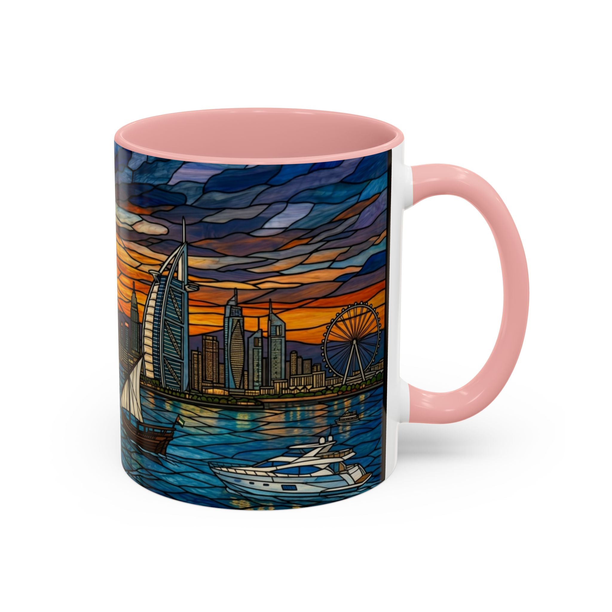 Dubai Skyline Stained Glass Accent Coffee Mug (11/15oz)