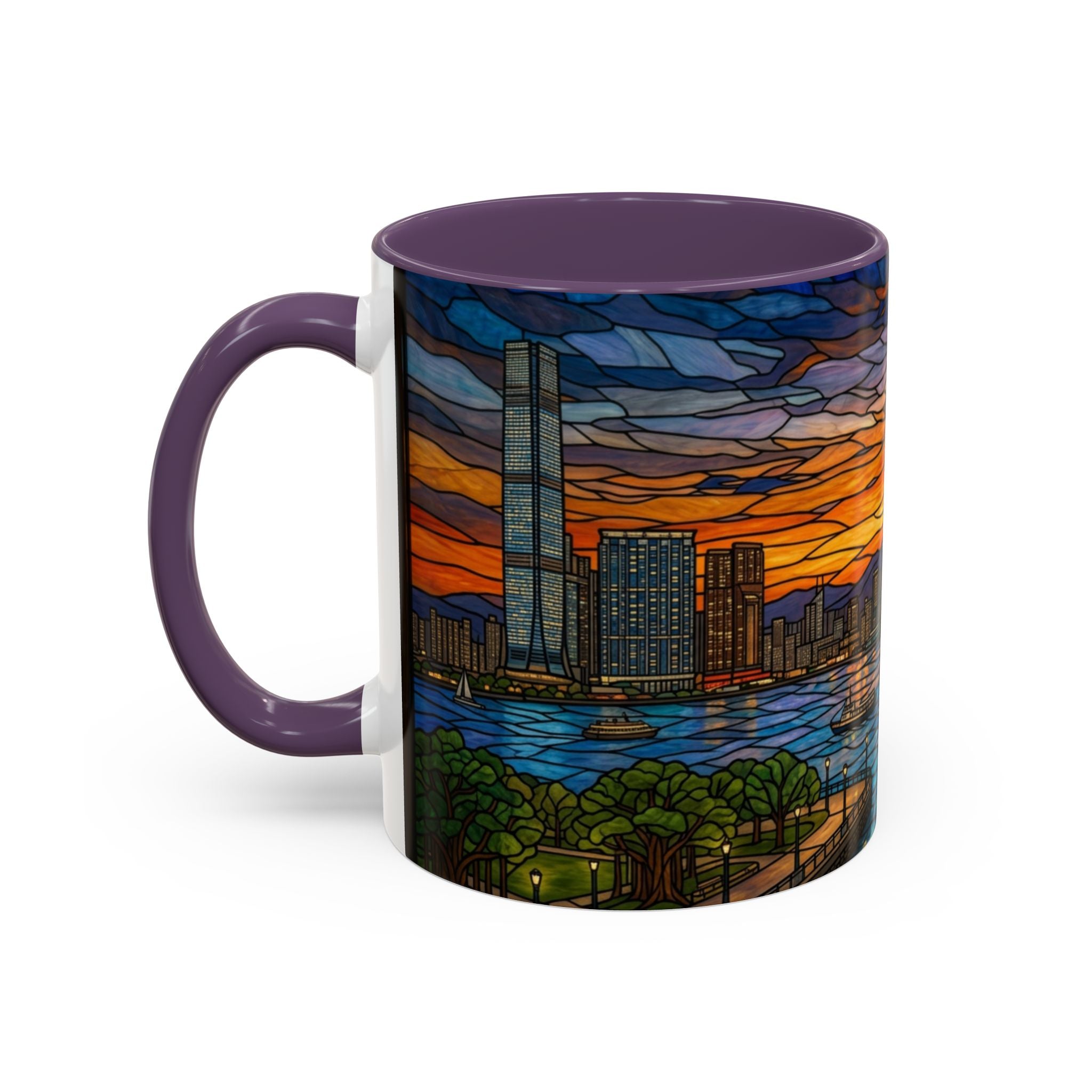 Hong Kong Sky Line Stained-Glass Coffee Mug (11/15oz)