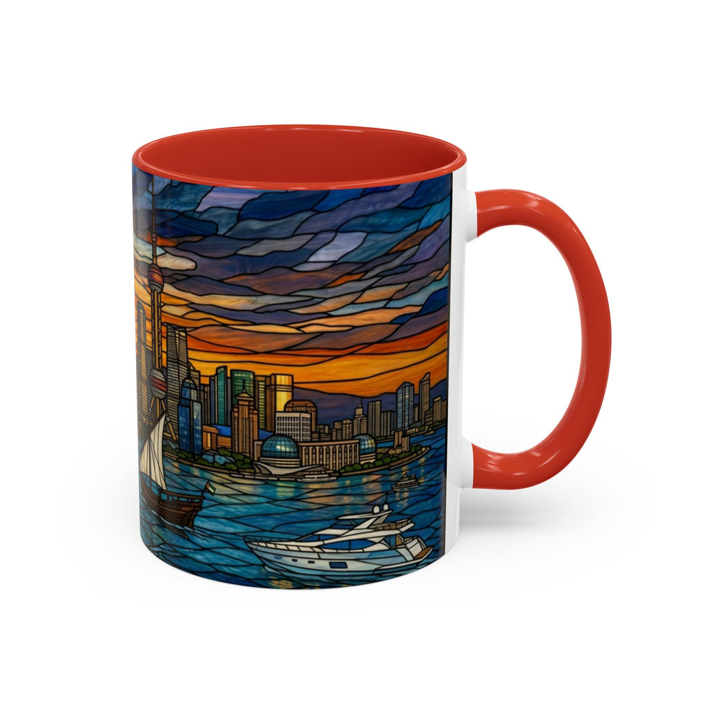 Shanghai Harbor Stained-Glass Sunset Coffee Mug (11/15oz)