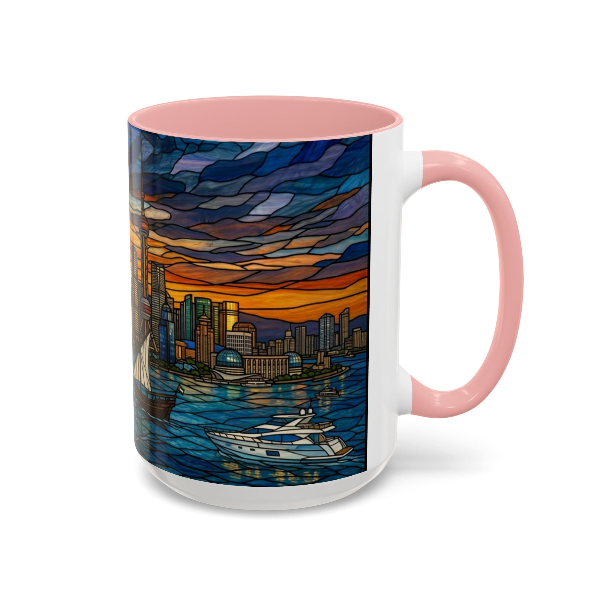 Shanghai Harbor Stained-Glass Sunset Coffee Mug (11/15oz)
