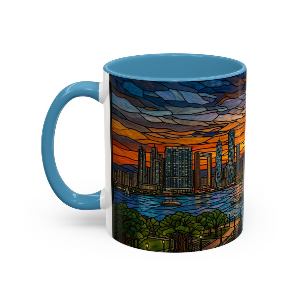 Dubai Skyline Stained Glass Accent Coffee Mug (11/15oz)