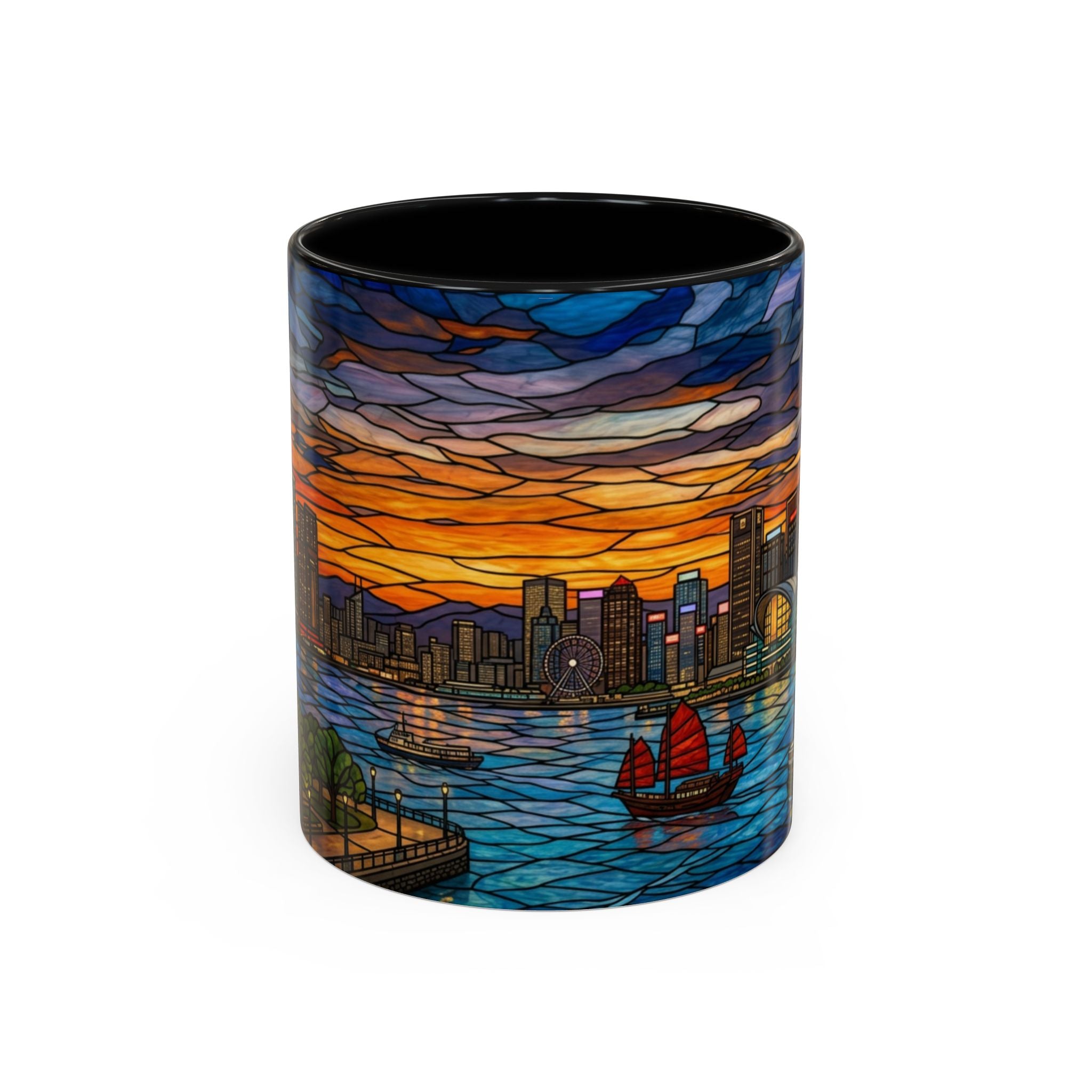 Hong Kong Sky Line Stained-Glass Coffee Mug (11/15oz)