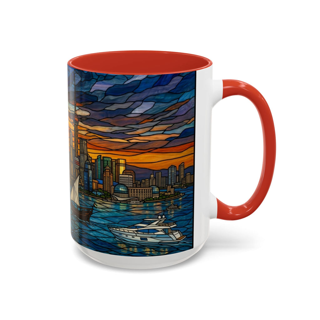 Shanghai Harbor Stained-Glass Sunset Coffee Mug (11/15oz)