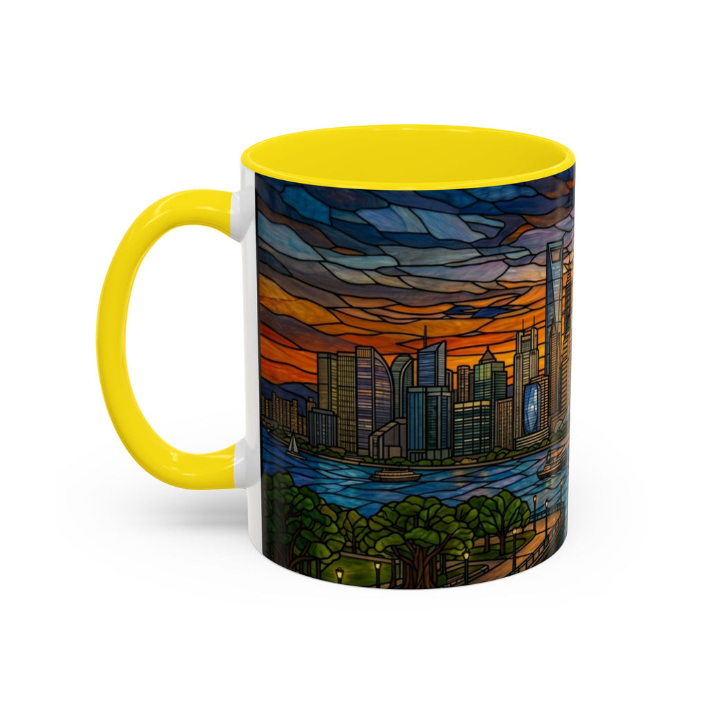 Shanghai Harbor Stained-Glass Sunset Coffee Mug (11/15oz)