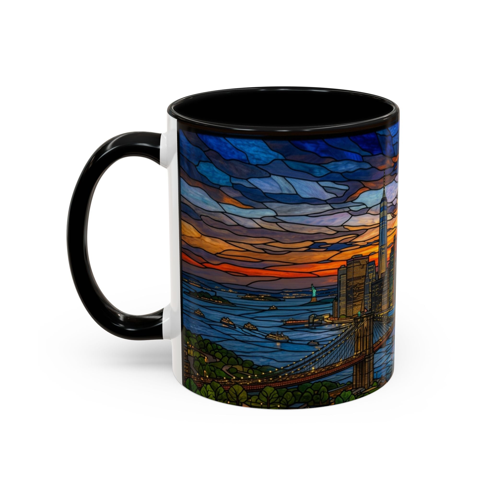 NYC Stained Glass Skyline Accent Coffee Mug – 11/15 oz