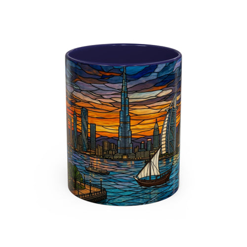 Dubai Skyline Stained Glass Accent Coffee Mug (11/15oz)