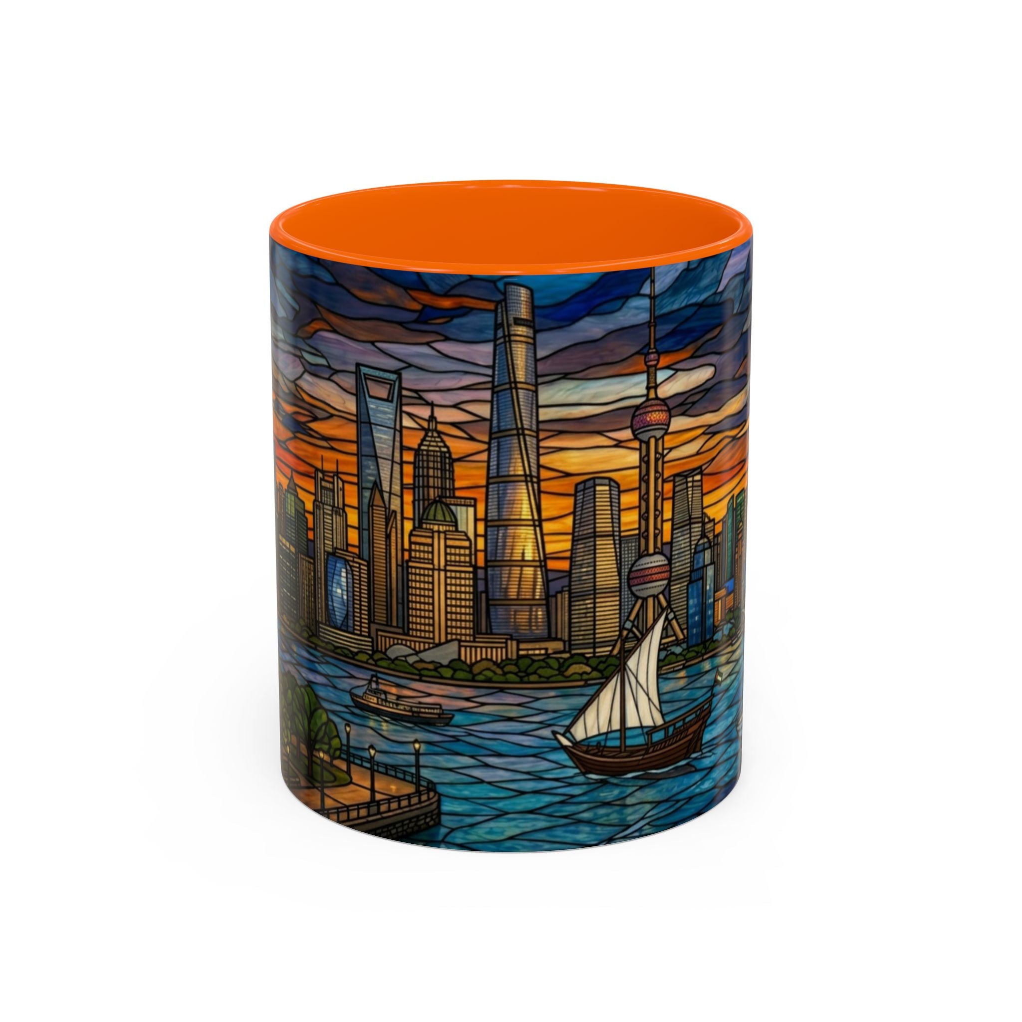 Shanghai Harbor Stained-Glass Sunset Coffee Mug (11/15oz)
