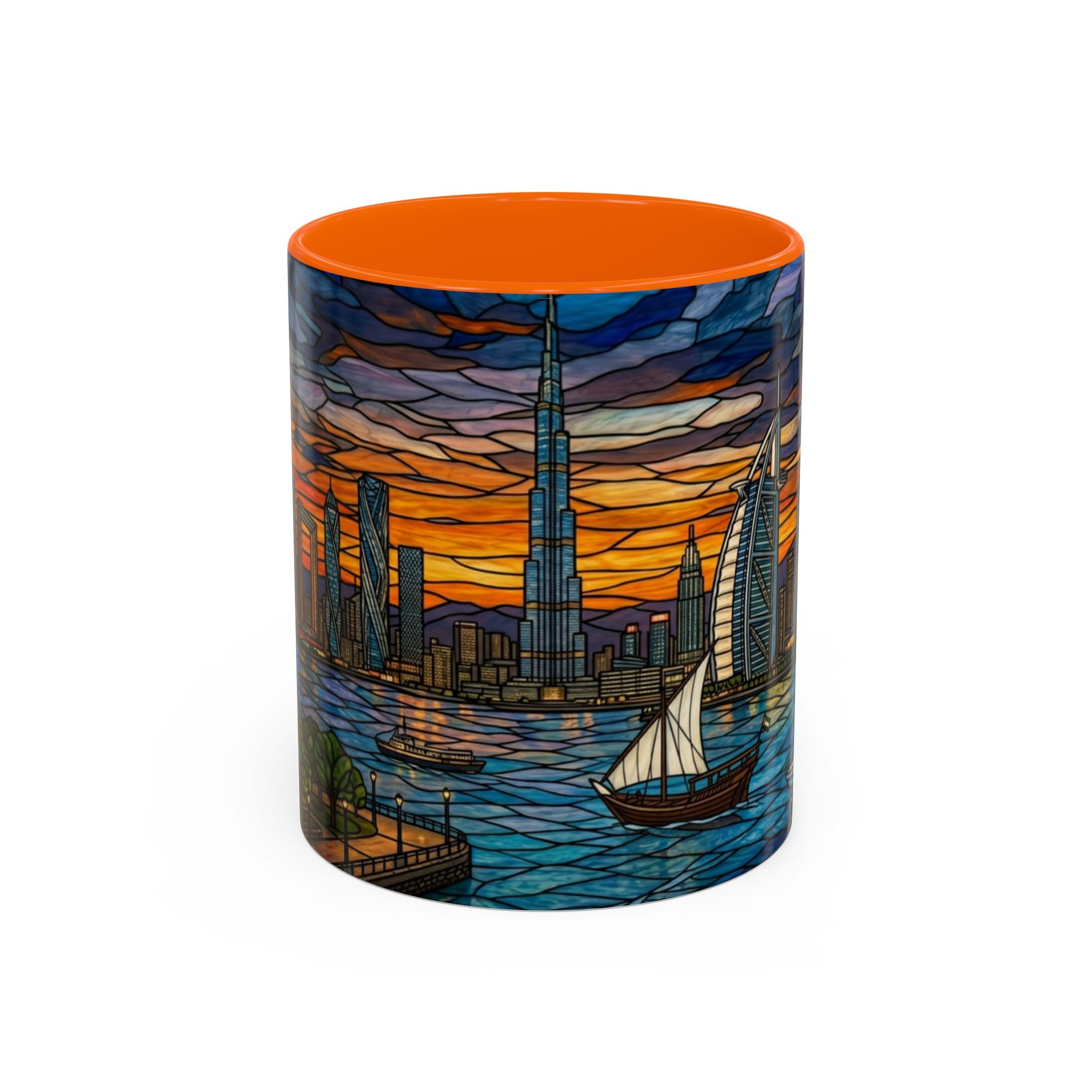 Dubai Skyline Stained Glass Accent Coffee Mug (11/15oz)