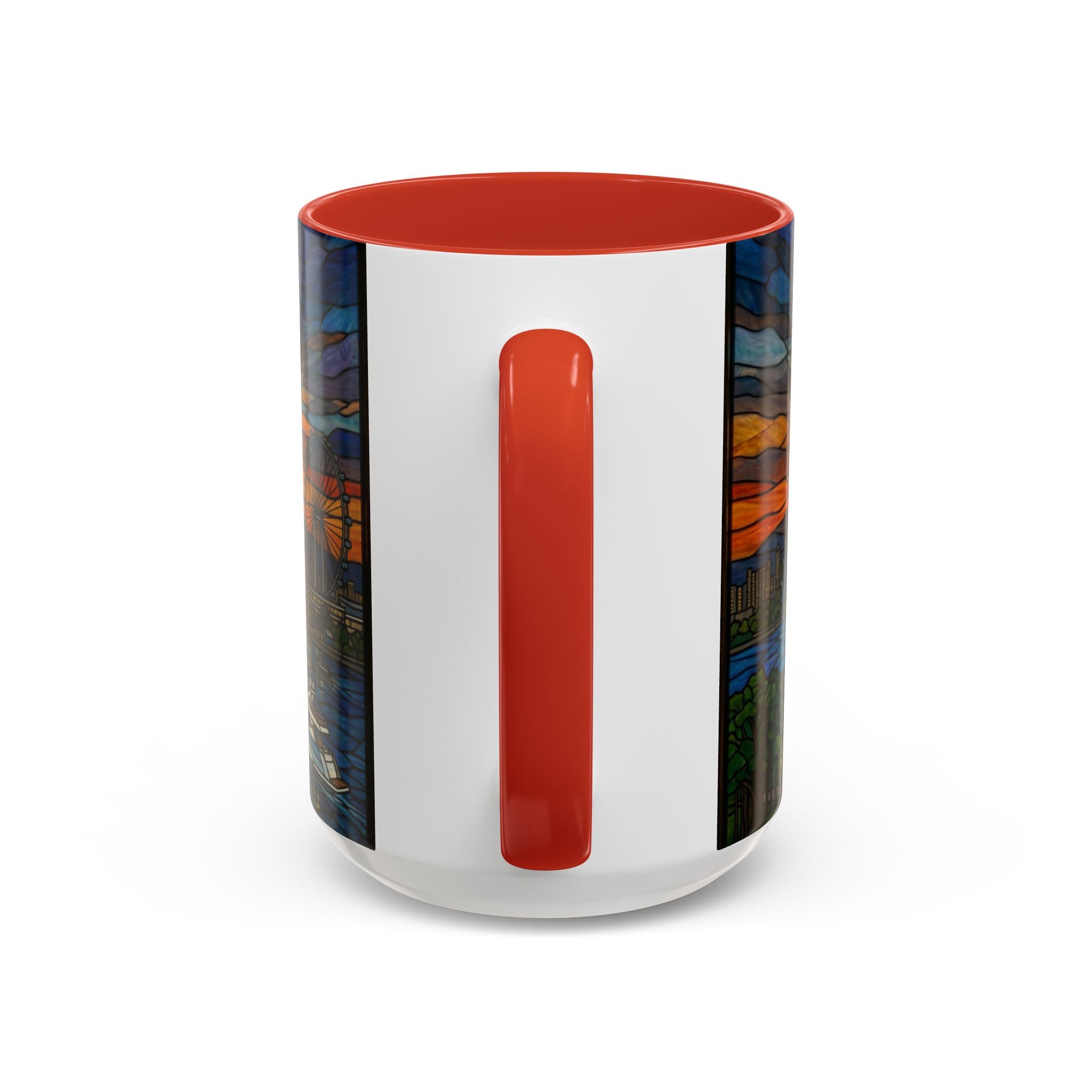 Singapore Skyline Accent Coffee Mug — Stained Glass Marina Bay Sunset Design (11/15oz)