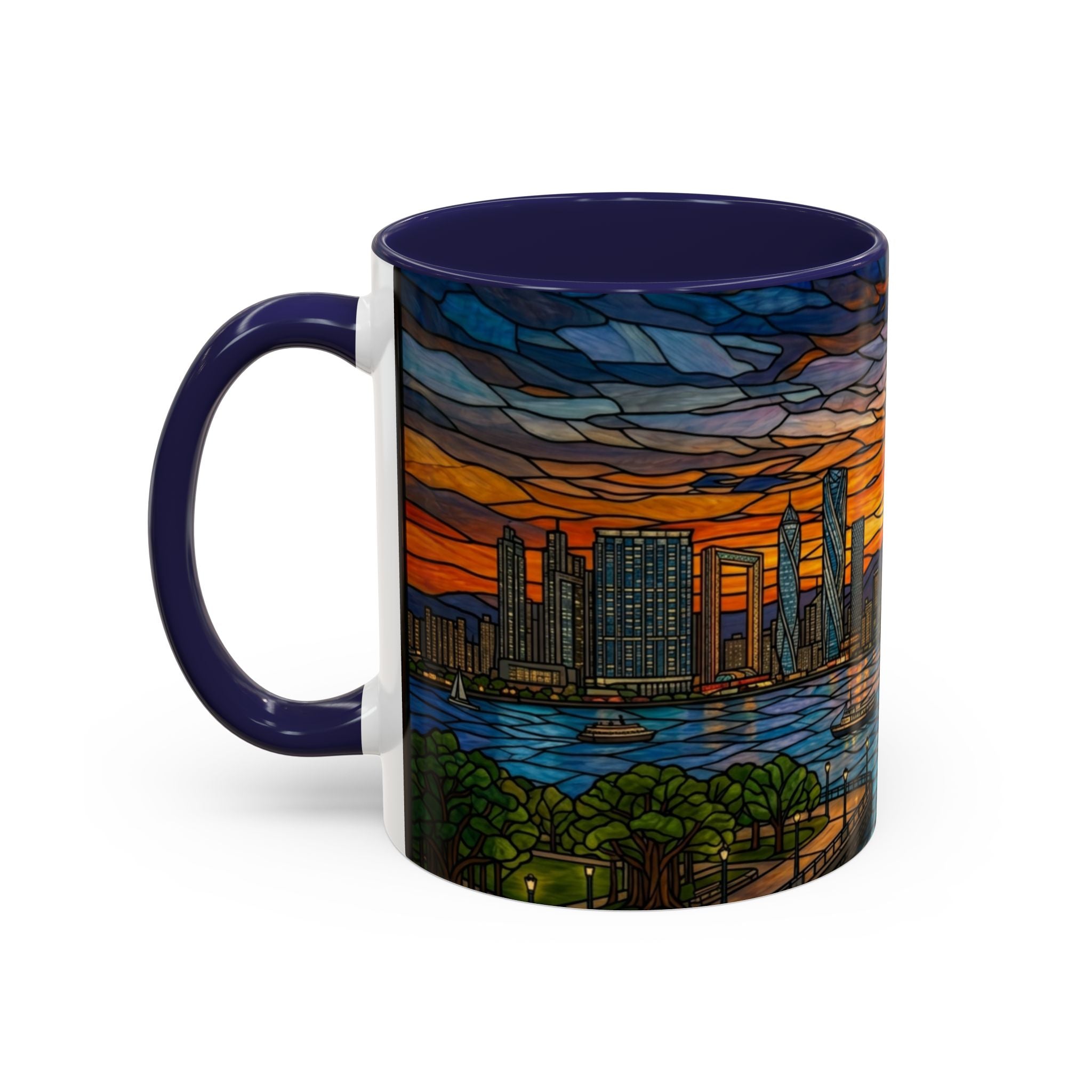 Dubai Skyline Stained Glass Accent Coffee Mug (11/15oz)