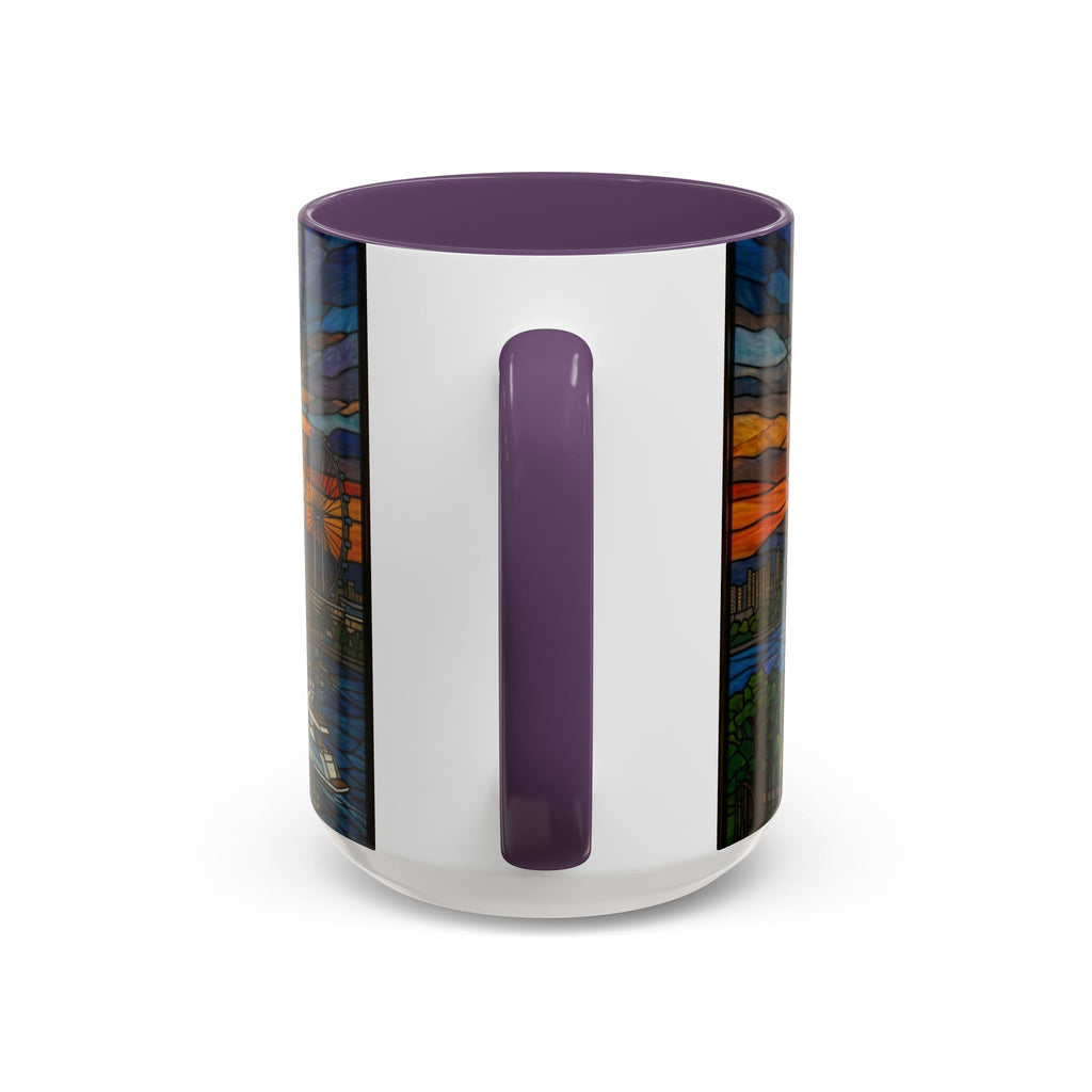 Singapore Skyline Accent Coffee Mug — Stained Glass Marina Bay Sunset Design (11/15oz)