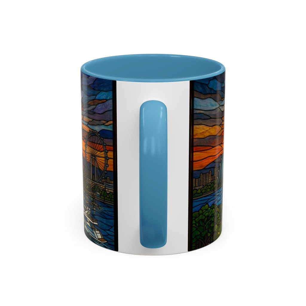 Singapore Skyline Accent Coffee Mug — Stained Glass Marina Bay Sunset Design (11/15oz)
