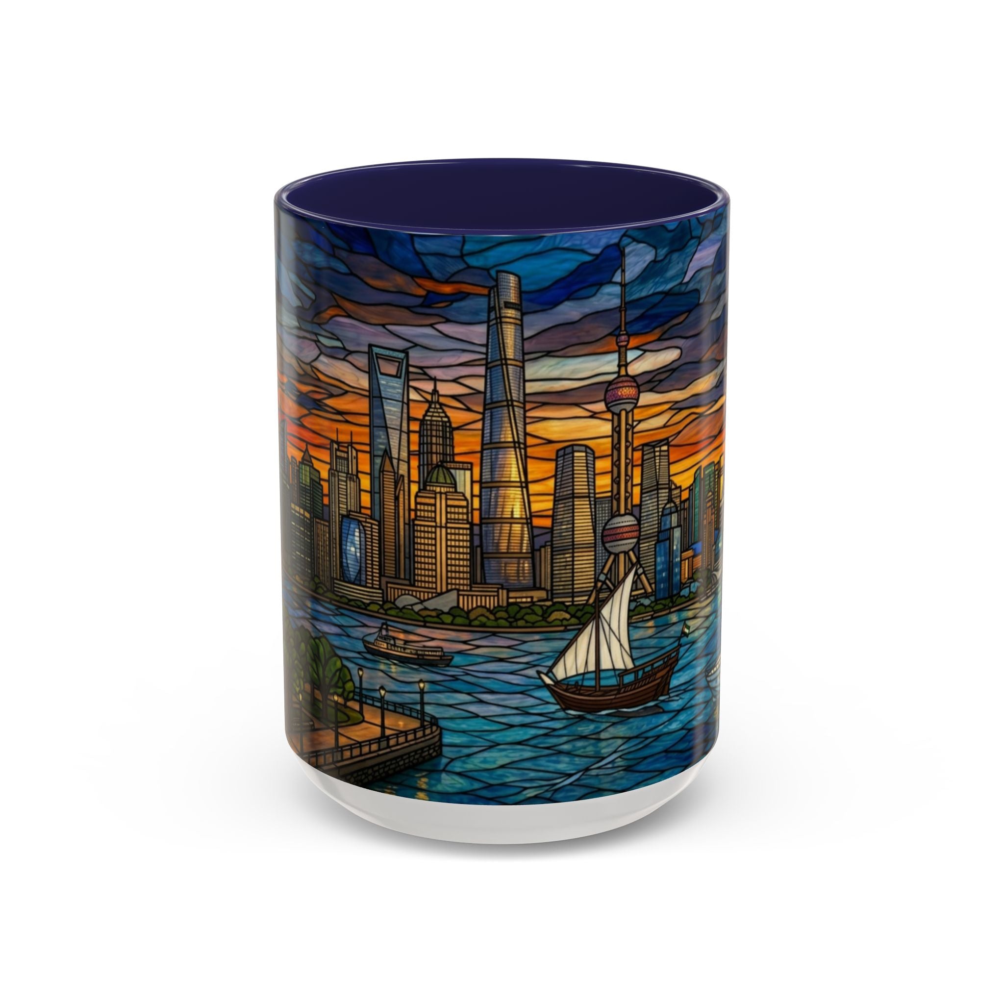 Shanghai Harbor Stained-Glass Sunset Coffee Mug (11/15oz)