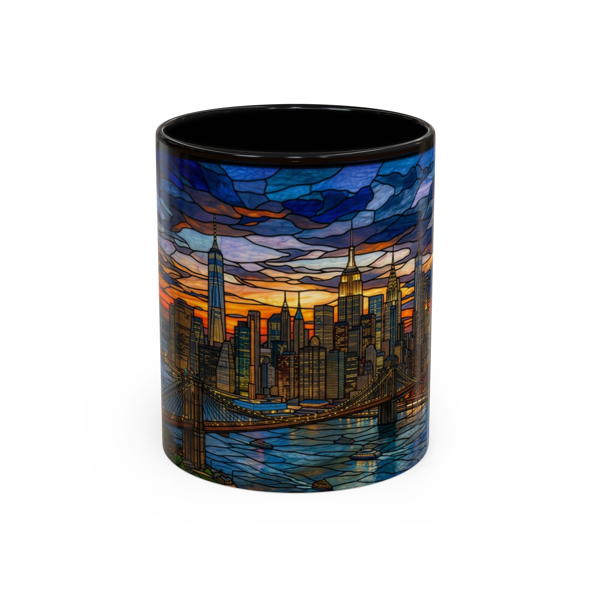 NYC Stained Glass Skyline Accent Coffee Mug – 11/15 oz