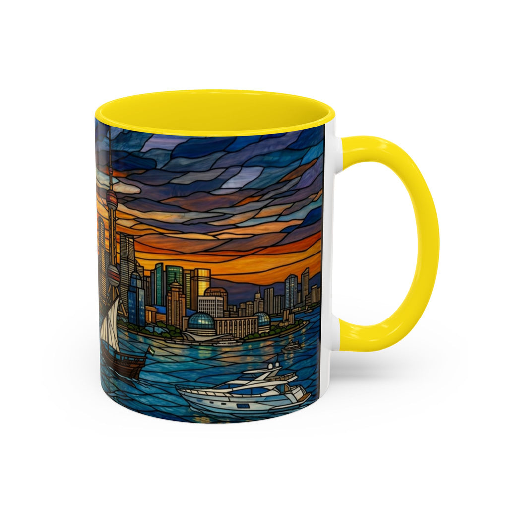 Shanghai Harbor Stained-Glass Sunset Coffee Mug (11/15oz)