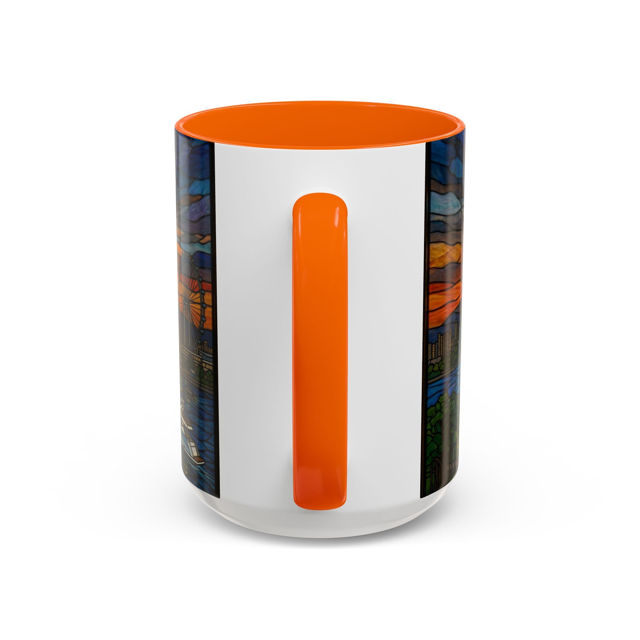 Singapore Skyline Accent Coffee Mug — Stained Glass Marina Bay Sunset Design (11/15oz)