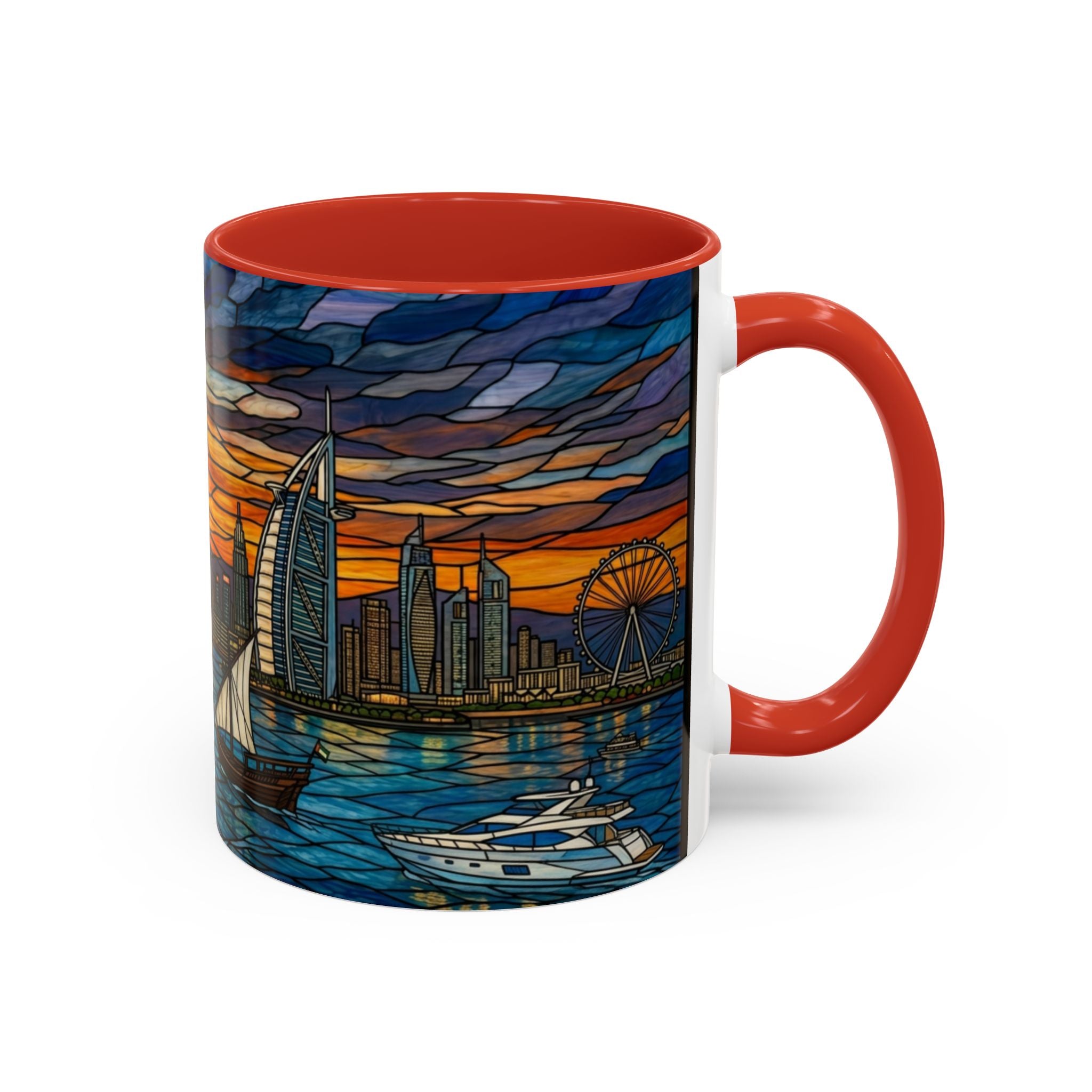 Dubai Skyline Stained Glass Accent Coffee Mug (11/15oz)