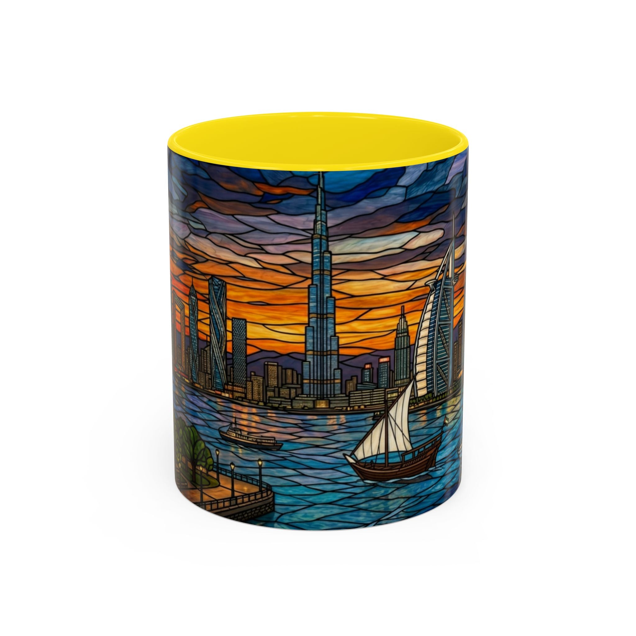 Dubai Skyline Stained Glass Accent Coffee Mug (11/15oz)