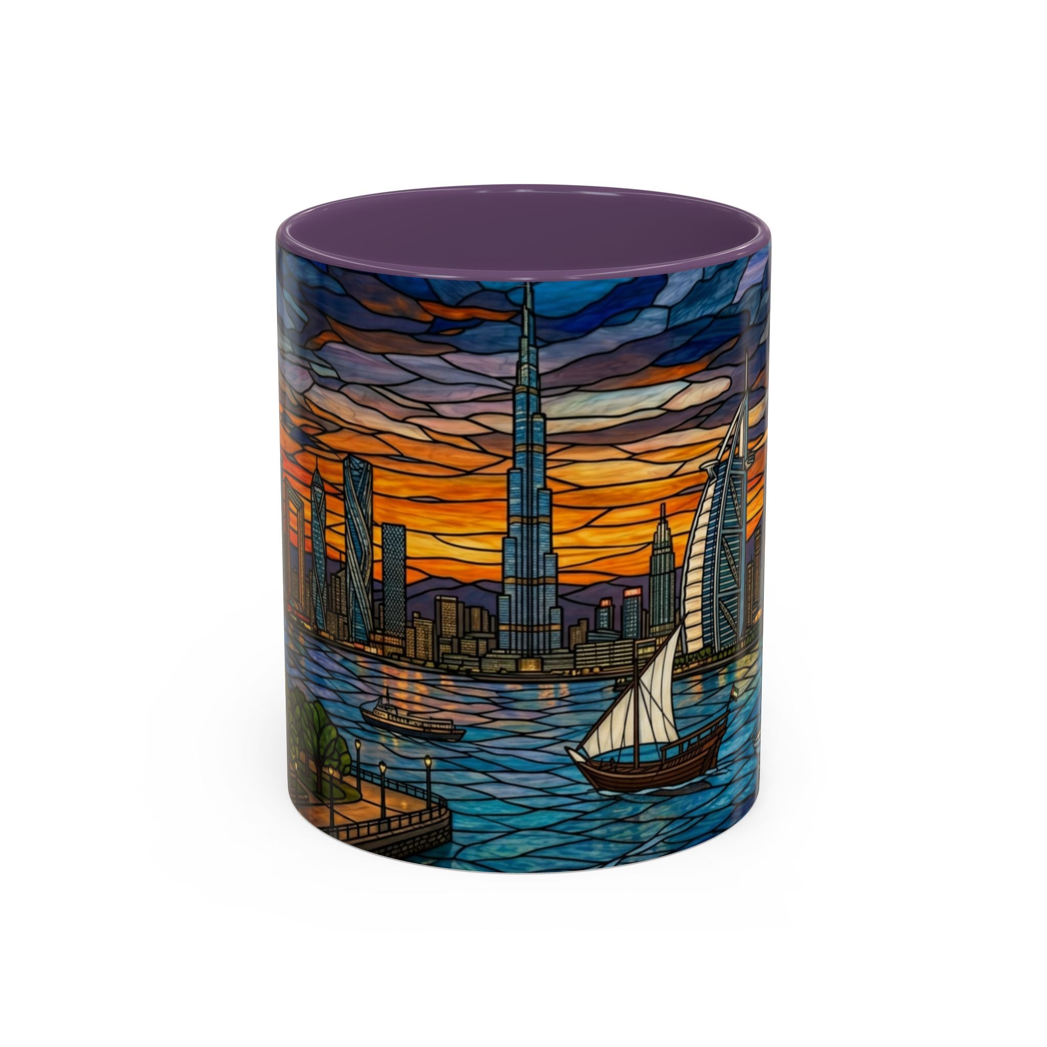 Dubai Skyline Stained Glass Accent Coffee Mug (11/15oz)