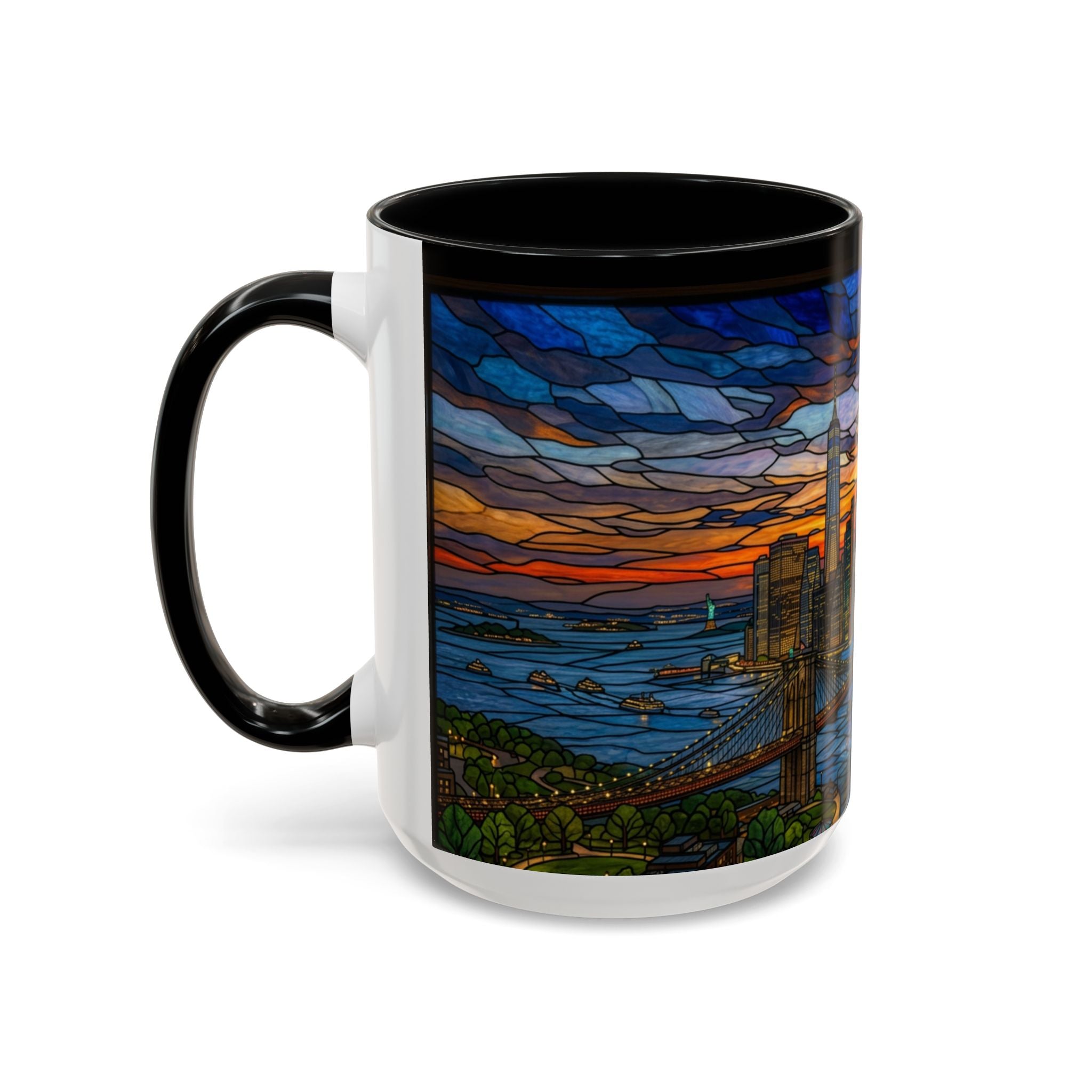 NYC Stained Glass Skyline Accent Coffee Mug – 11/15 oz