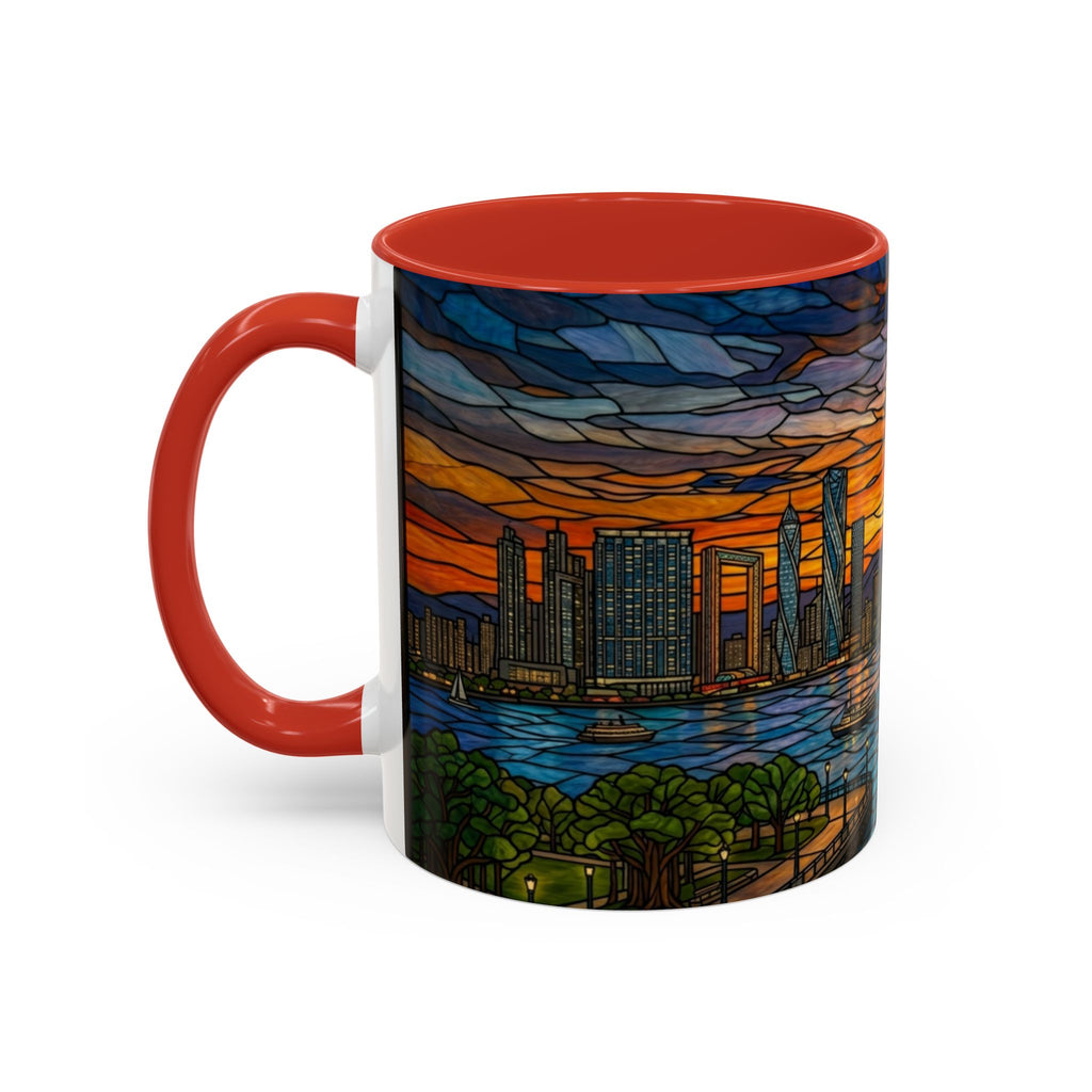 Dubai Skyline Stained Glass Accent Coffee Mug (11/15oz)