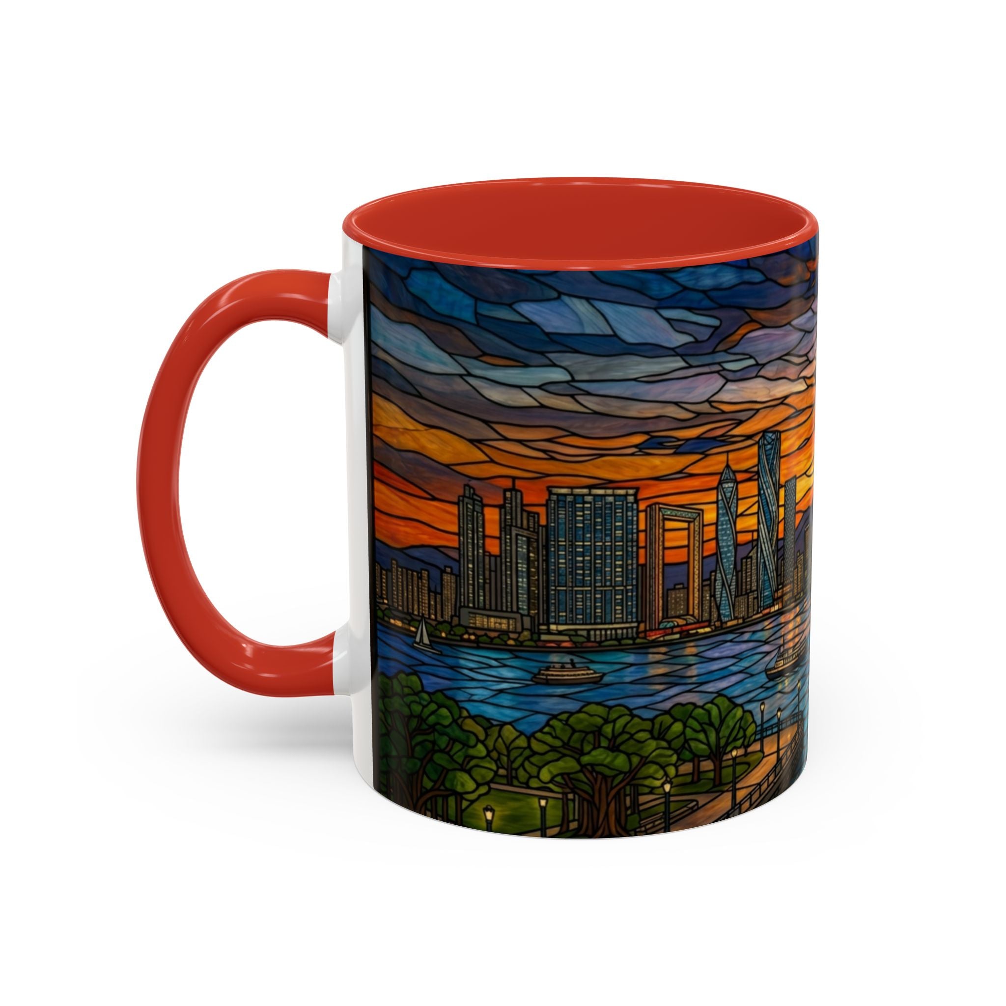 Dubai Skyline Stained Glass Accent Coffee Mug (11/15oz)