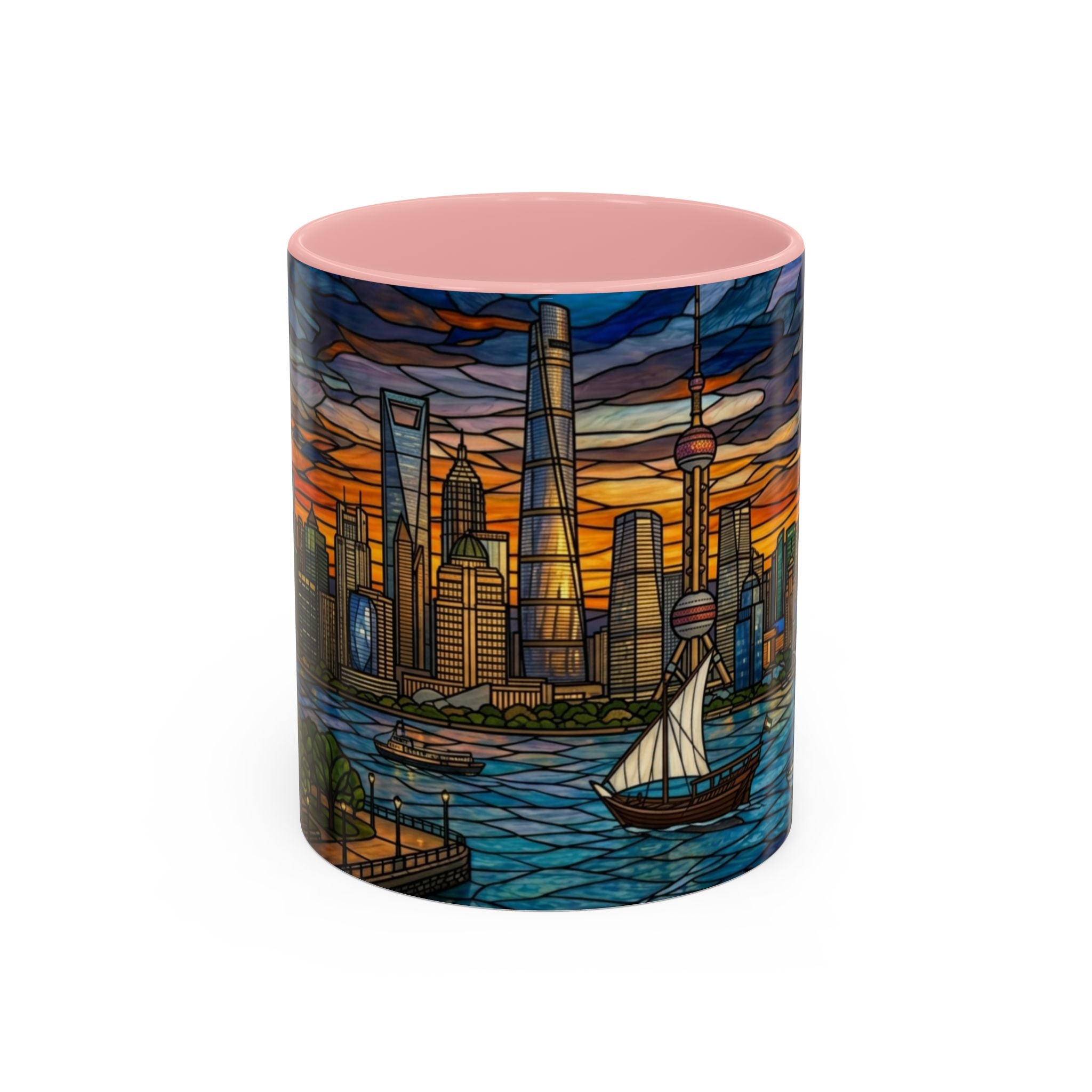 Shanghai Harbor Stained-Glass Sunset Coffee Mug (11/15oz)