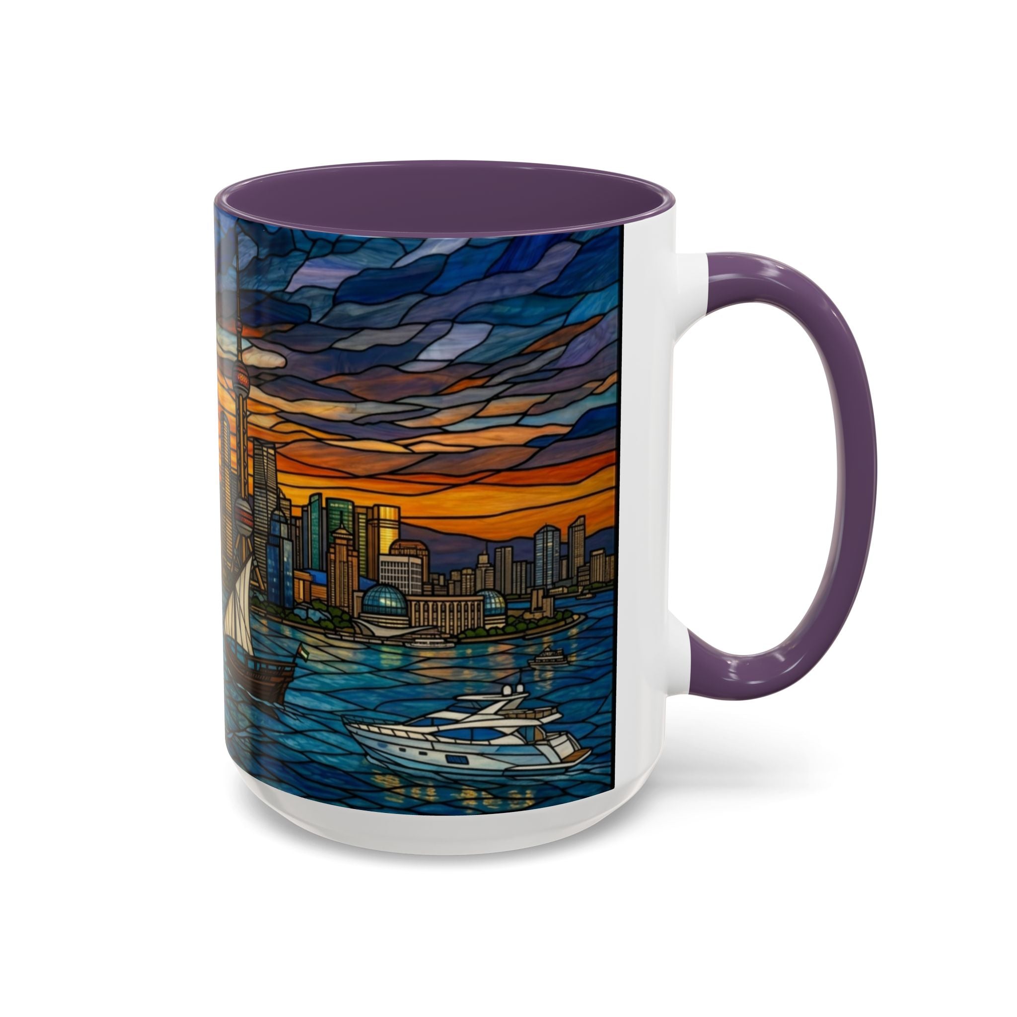 Shanghai Harbor Stained-Glass Sunset Coffee Mug (11/15oz)