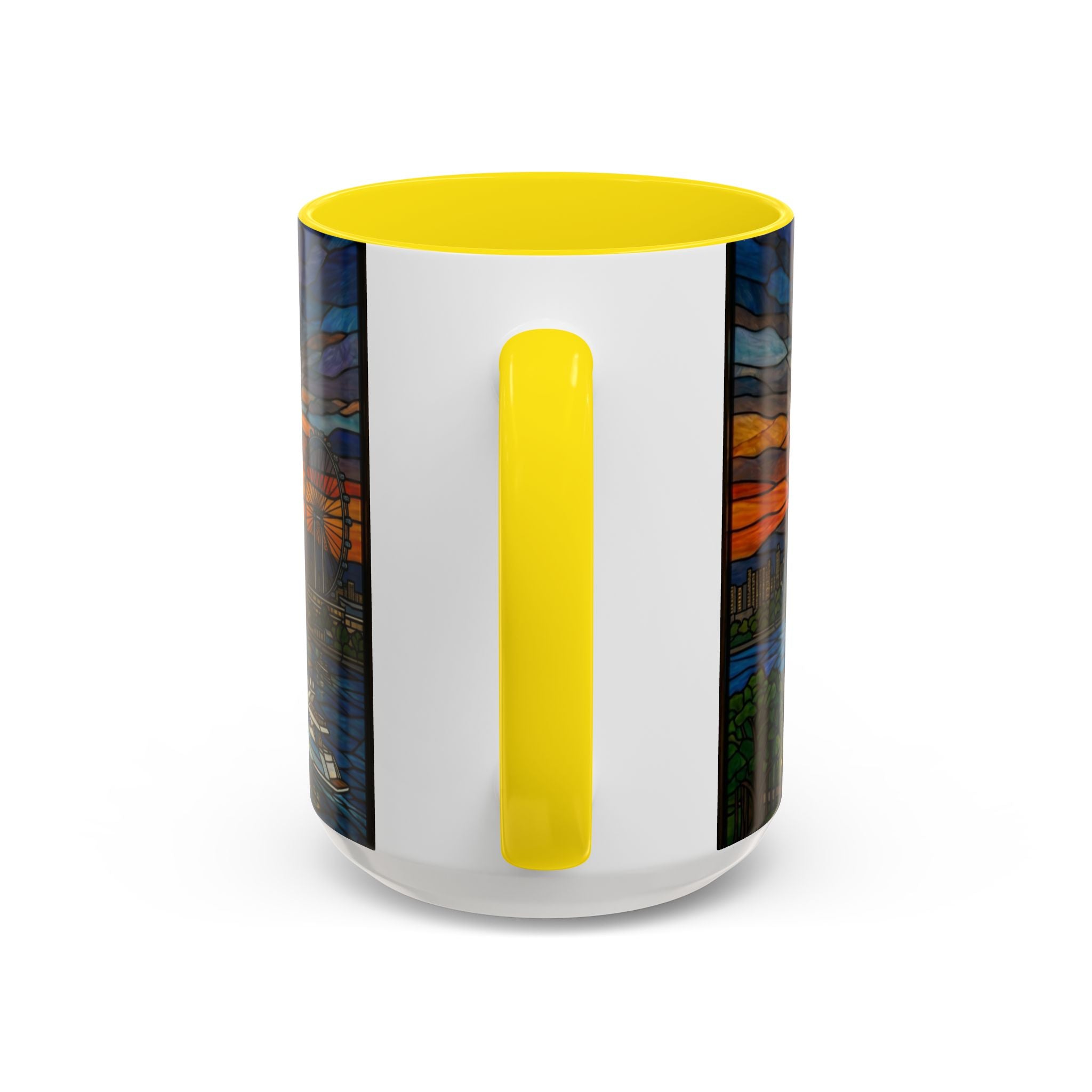 Singapore Skyline Accent Coffee Mug — Stained Glass Marina Bay Sunset Design (11/15oz)