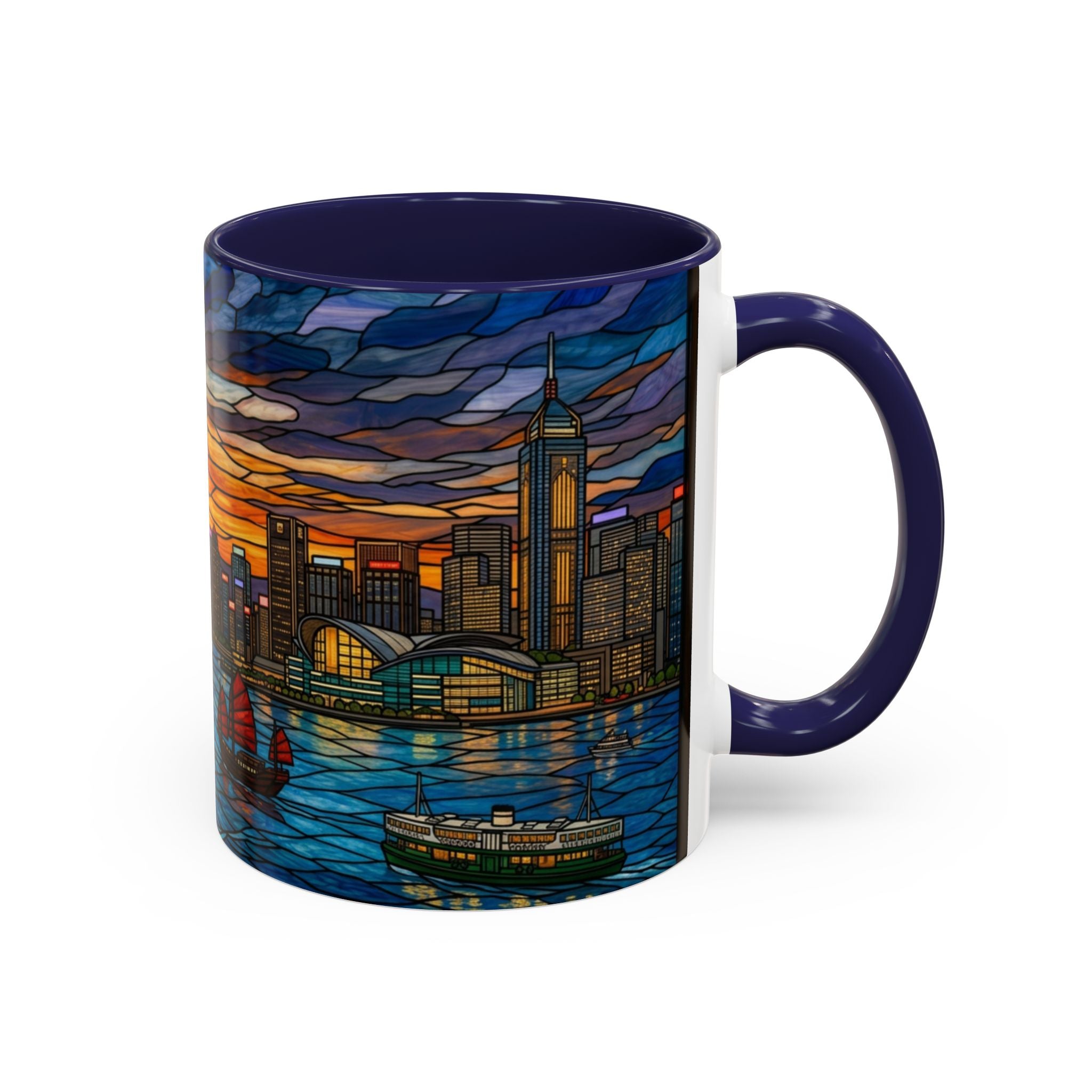 Hong Kong Sky Line Stained-Glass Coffee Mug (11/15oz)