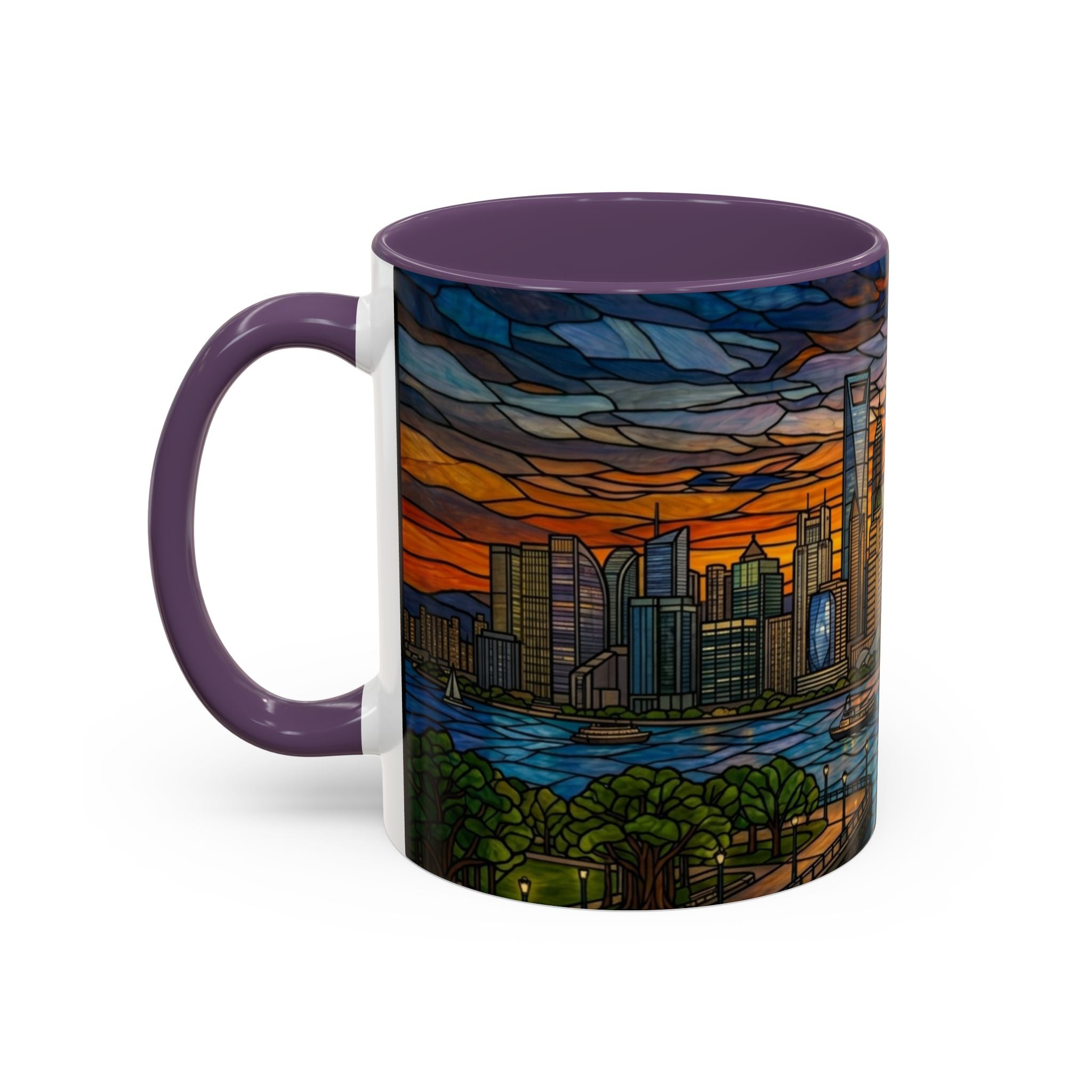 Shanghai Harbor Stained-Glass Sunset Coffee Mug (11/15oz)