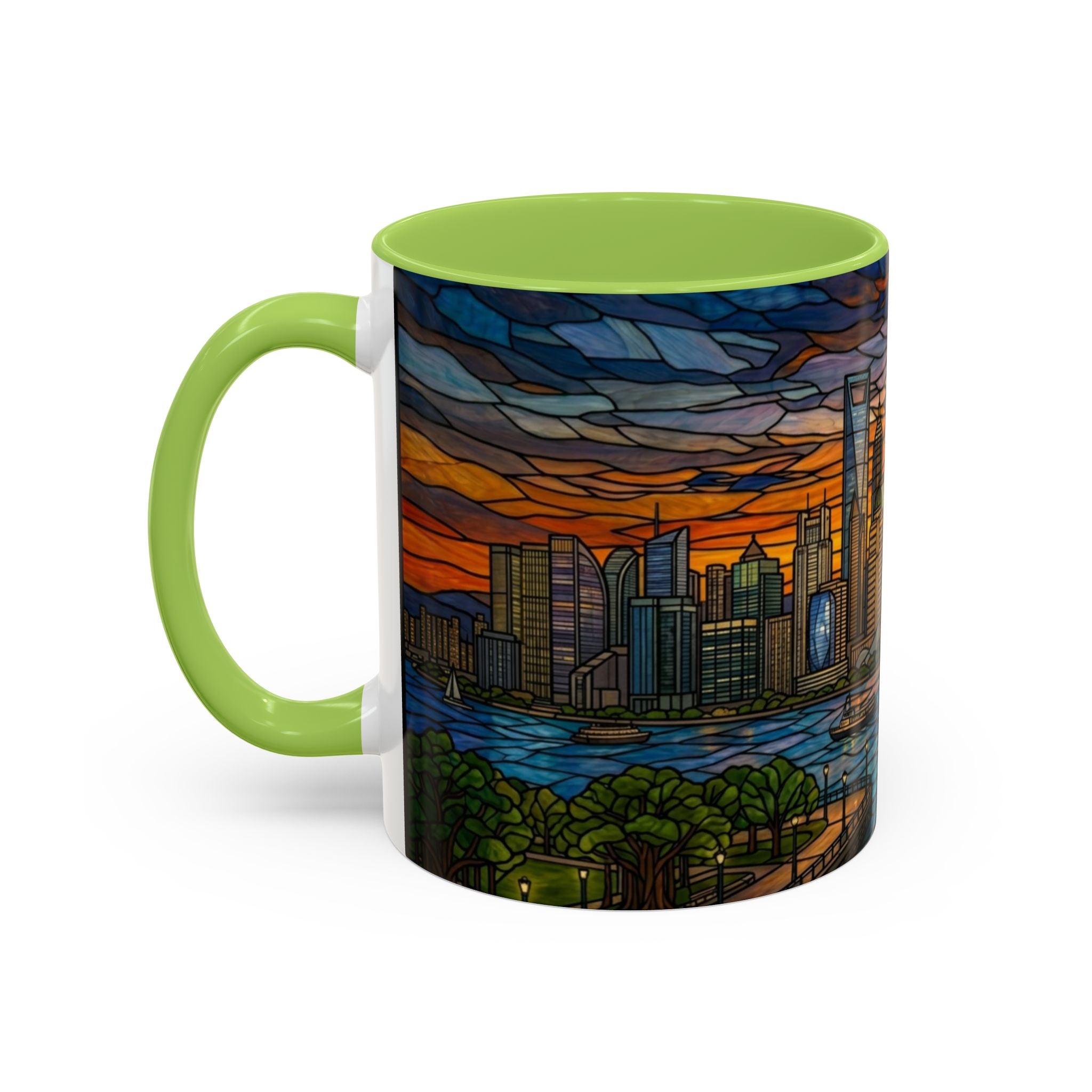 Shanghai Harbor Stained-Glass Sunset Coffee Mug (11/15oz)