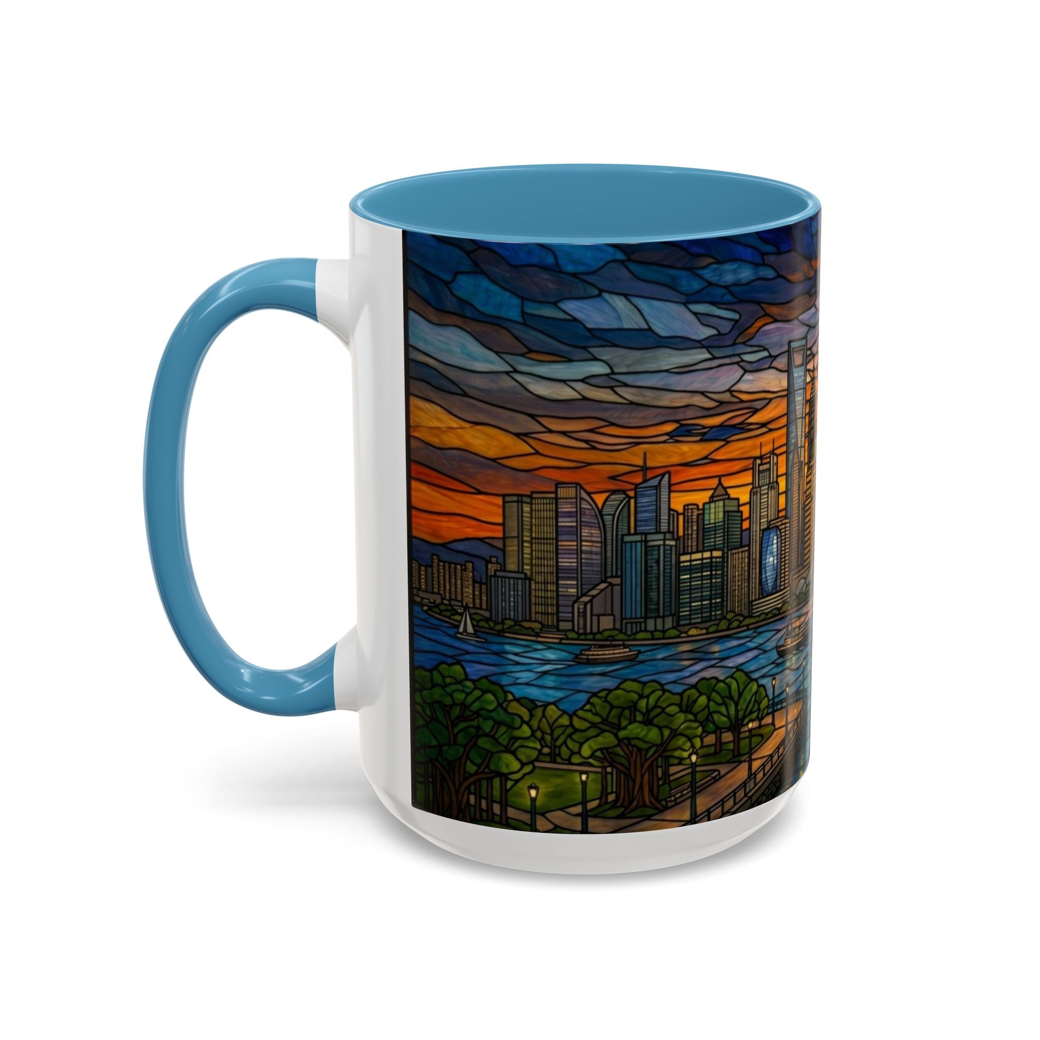 Shanghai Harbor Stained-Glass Sunset Coffee Mug (11/15oz)