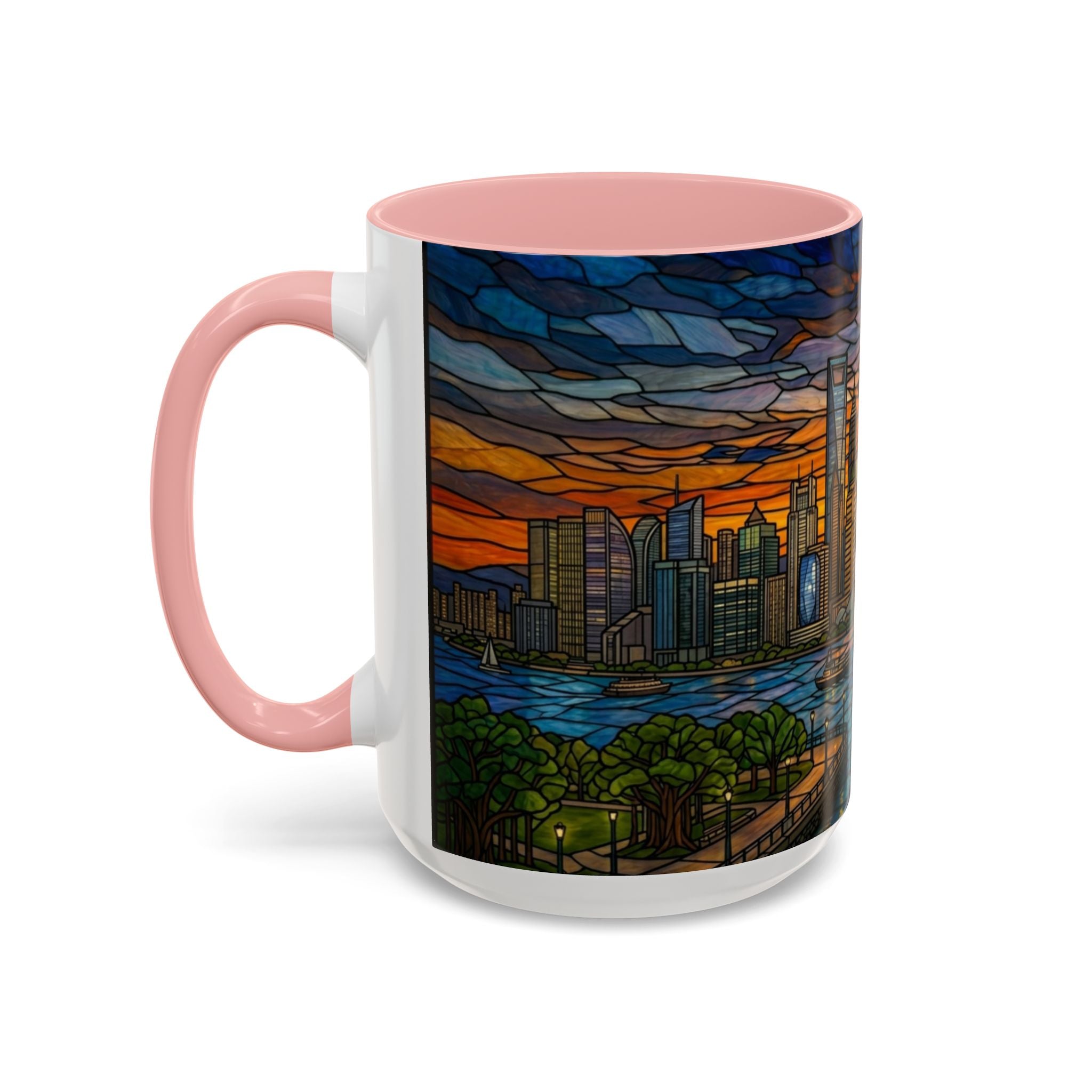 Shanghai Harbor Stained-Glass Sunset Coffee Mug (11/15oz)