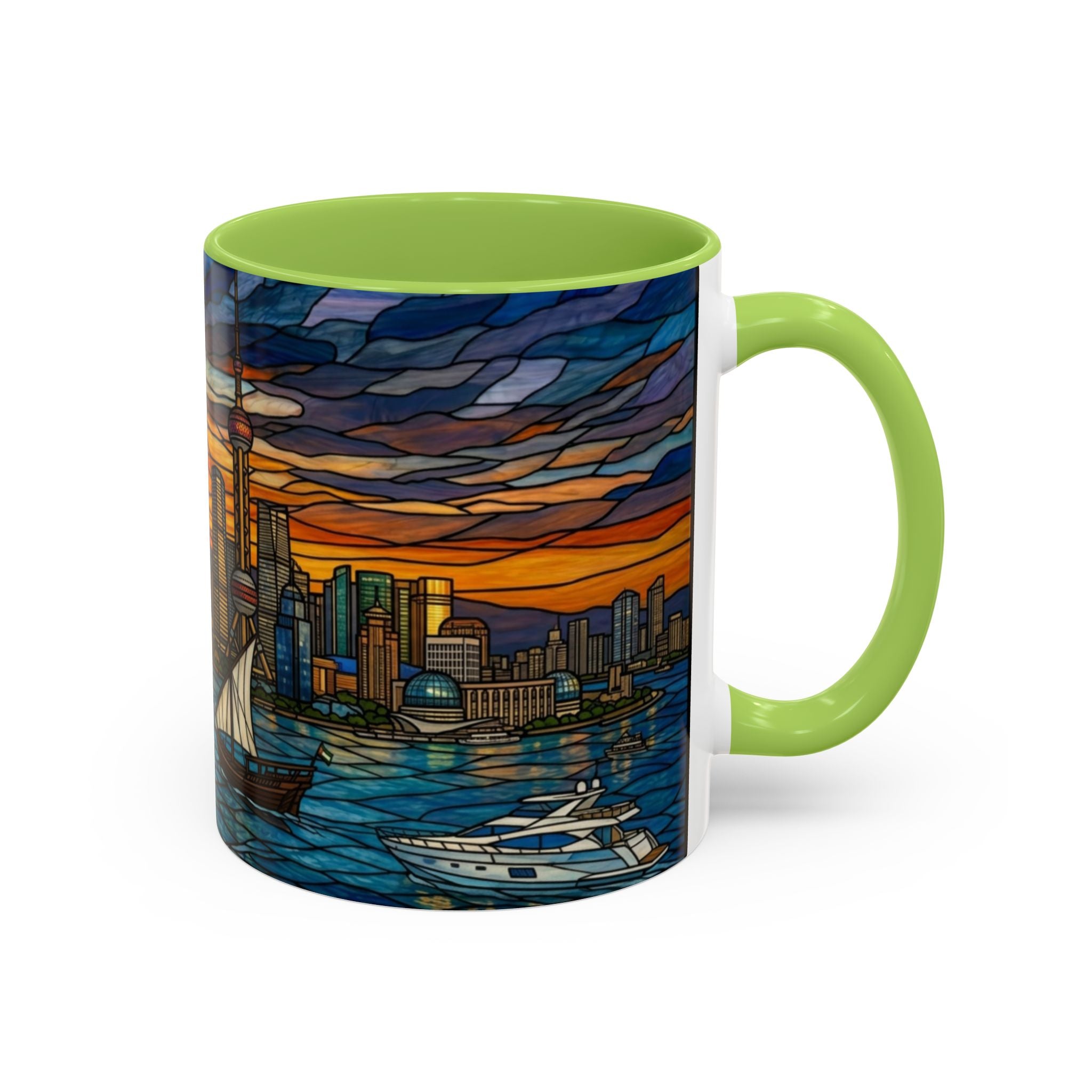 Shanghai Harbor Stained-Glass Sunset Coffee Mug (11/15oz)