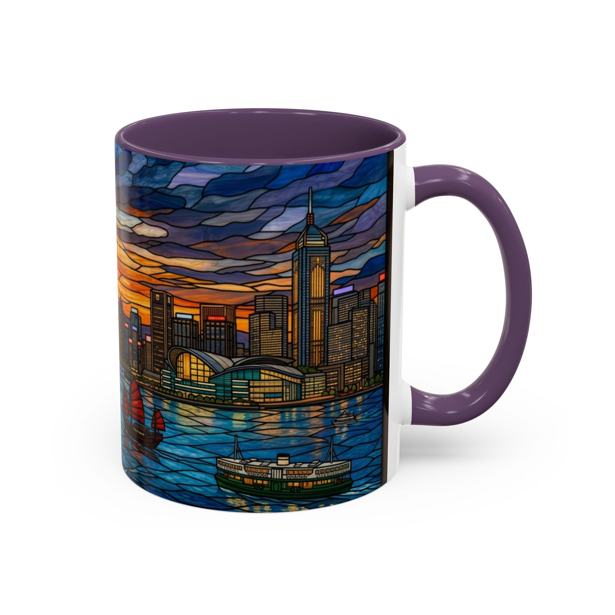 Hong Kong Sky Line Stained-Glass Coffee Mug (11/15oz)