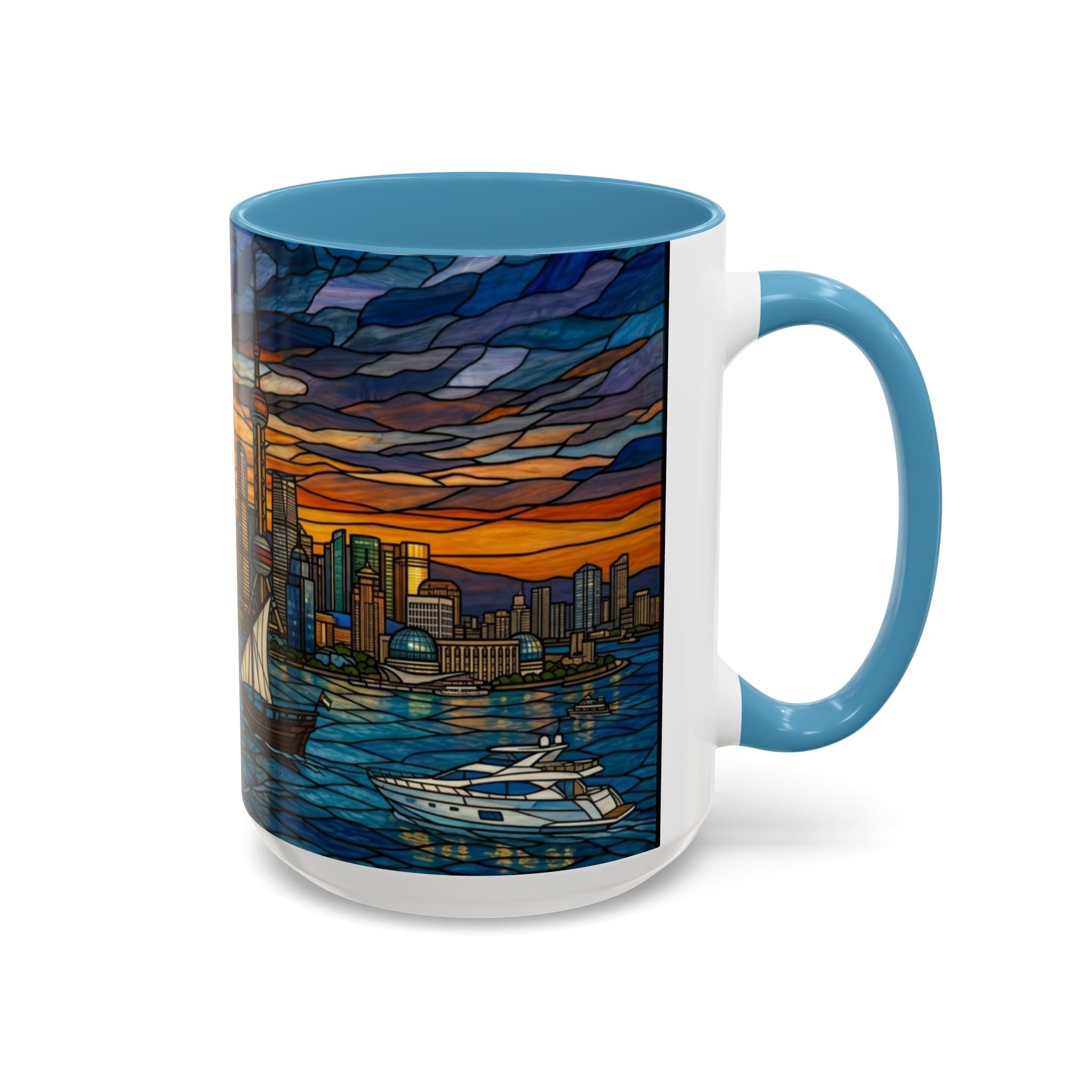 Shanghai Harbor Stained-Glass Sunset Coffee Mug (11/15oz)