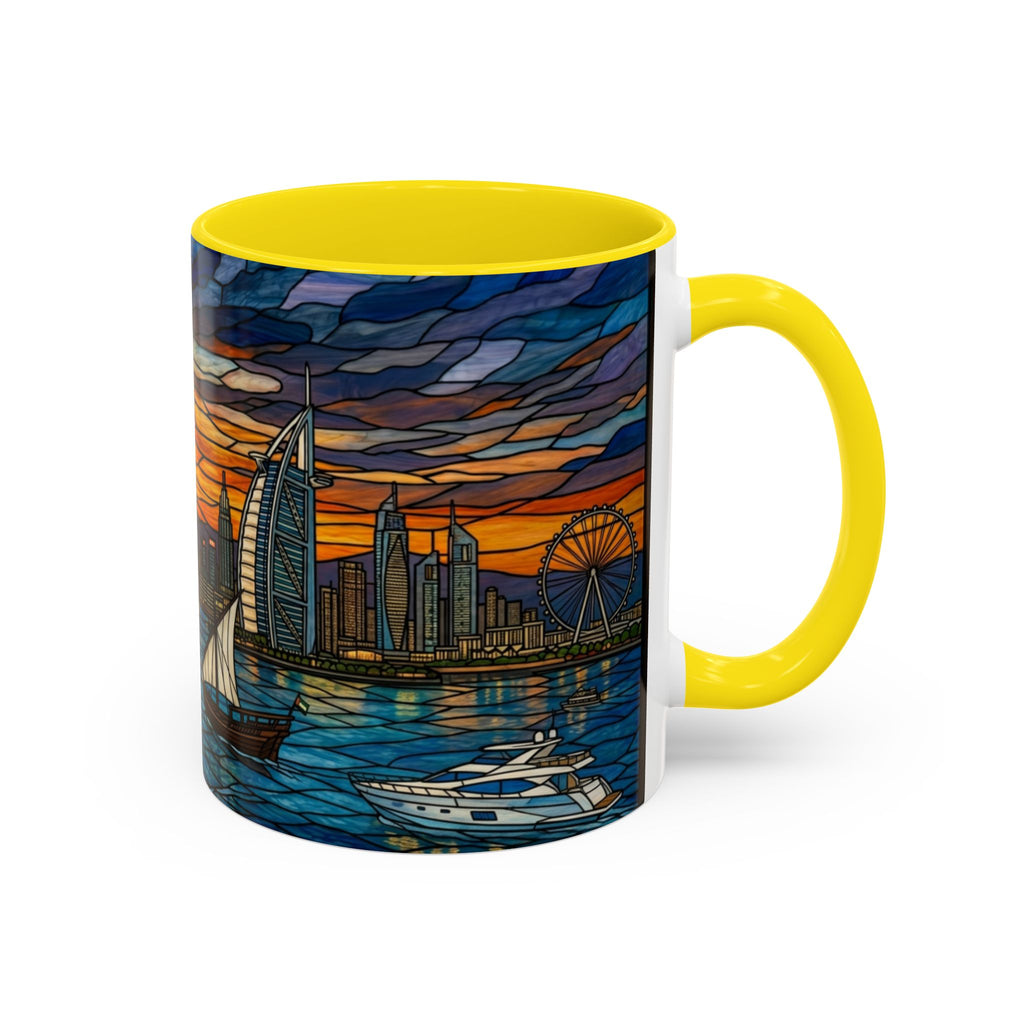 Dubai Skyline Stained Glass Accent Coffee Mug (11/15oz)