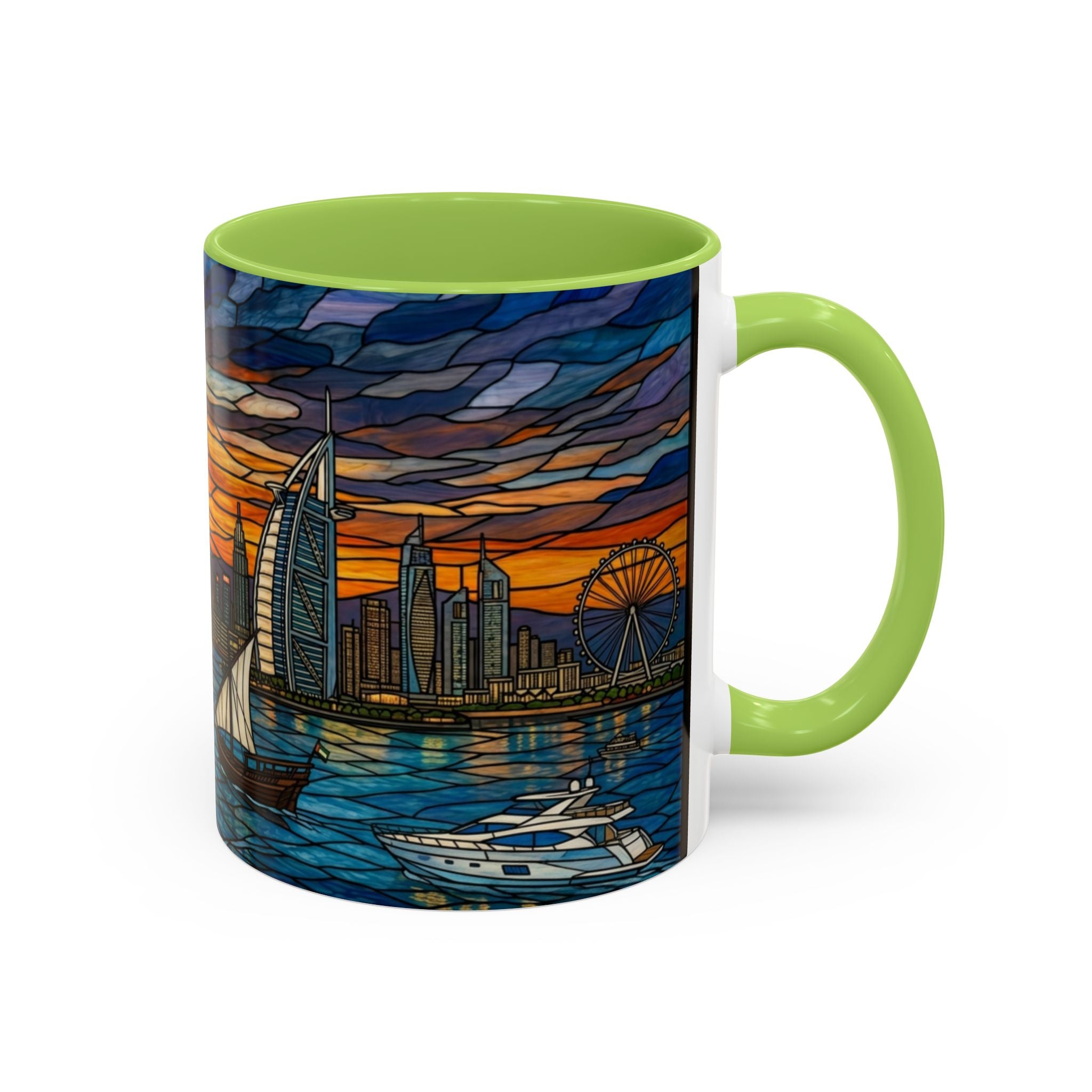 Dubai Skyline Stained Glass Accent Coffee Mug (11/15oz)