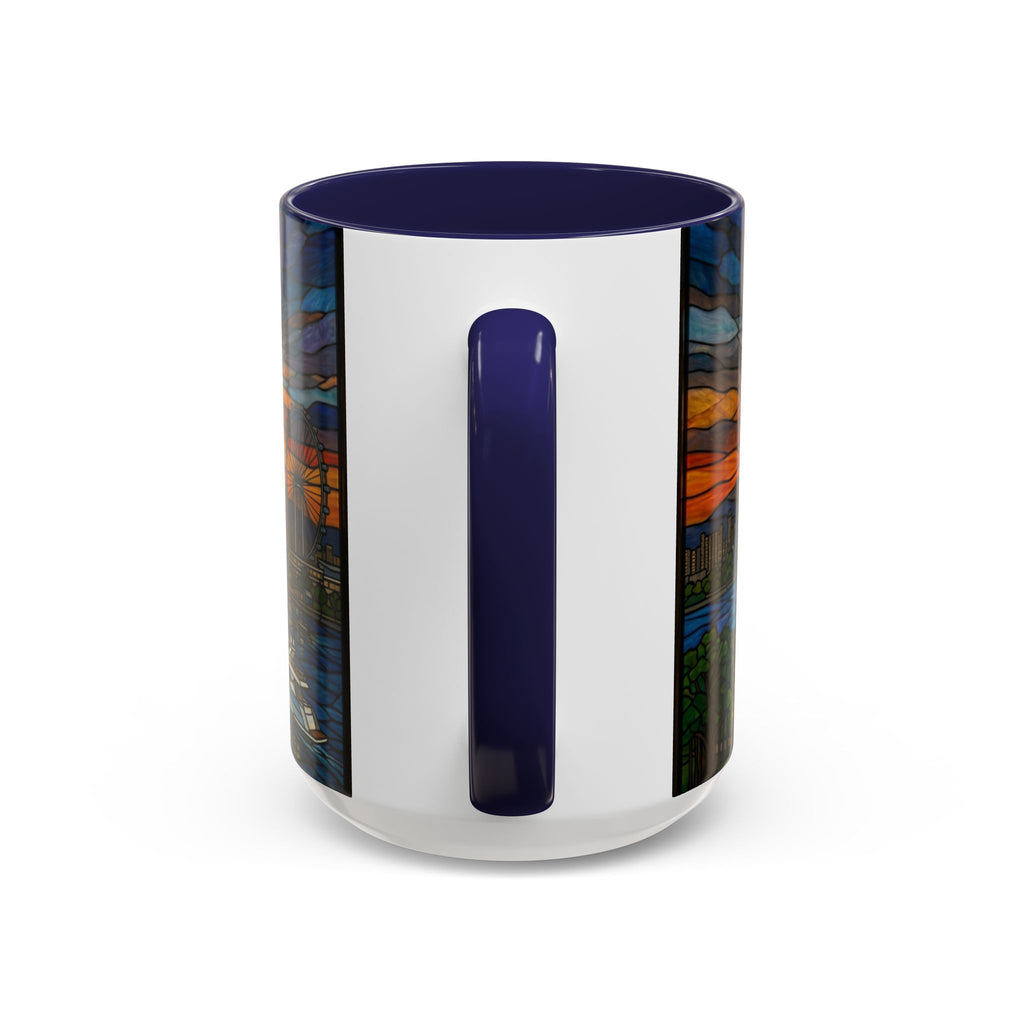 Singapore Skyline Accent Coffee Mug — Stained Glass Marina Bay Sunset Design (11/15oz)