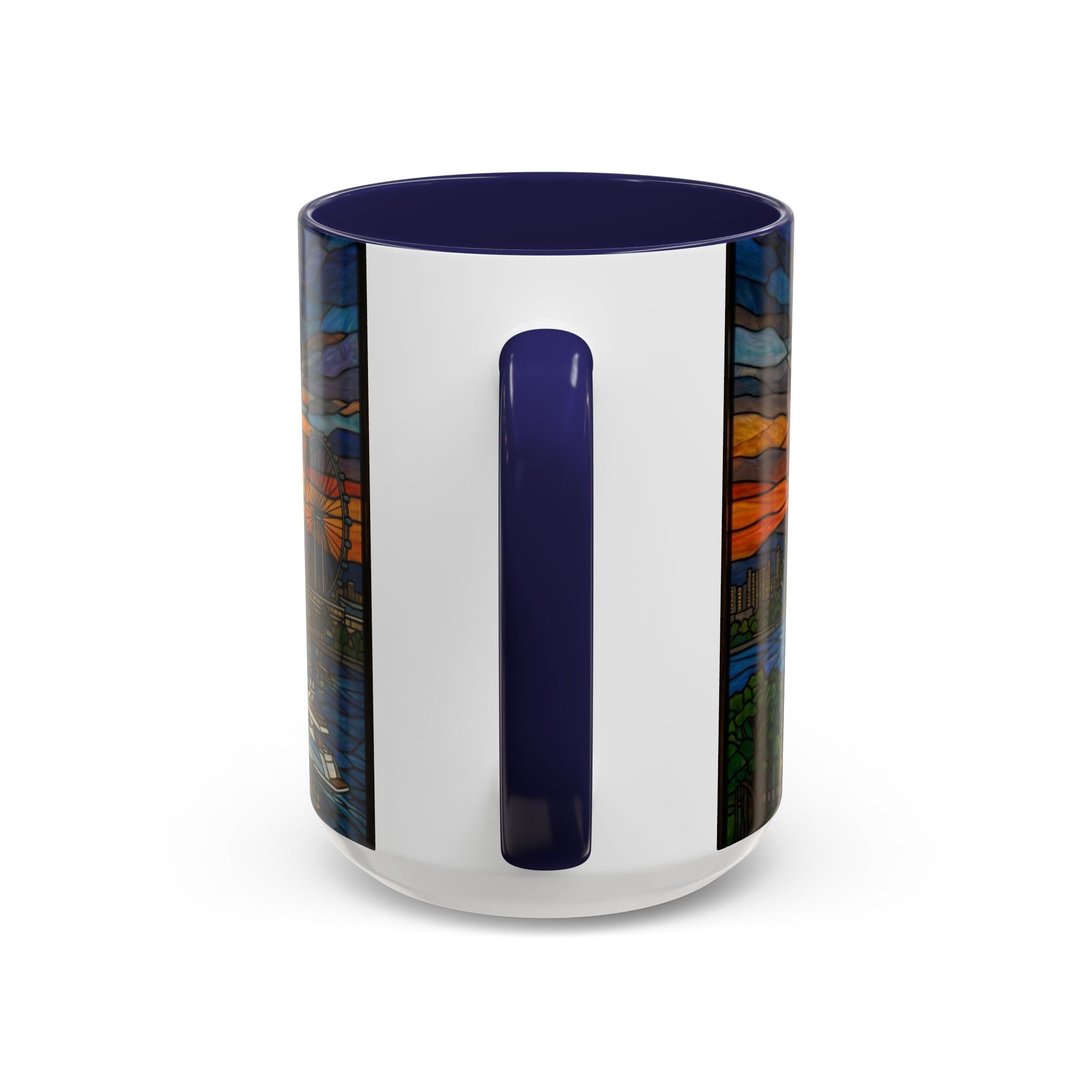 Singapore Skyline Accent Coffee Mug — Stained Glass Marina Bay Sunset Design (11/15oz)
